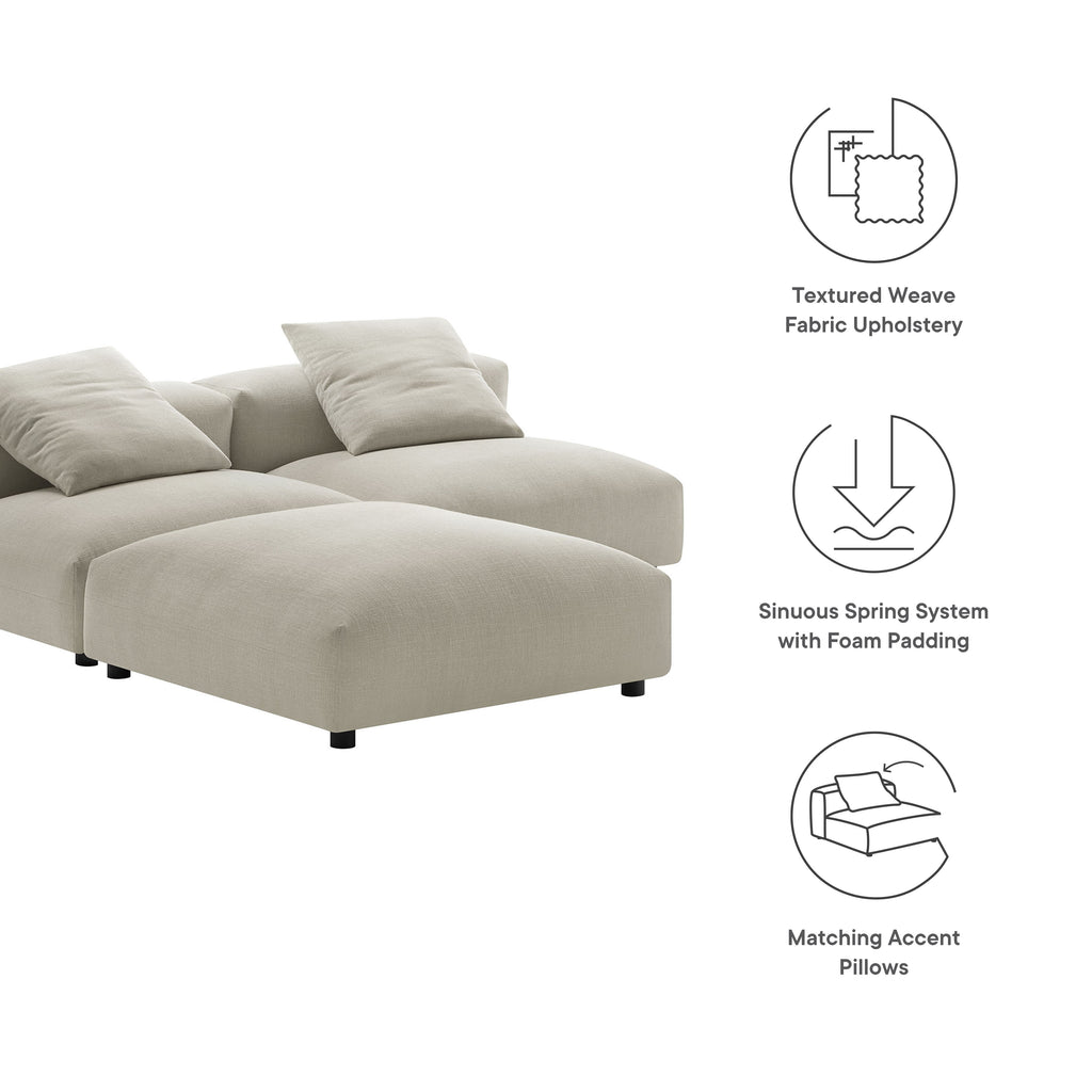 Solace 3-Piece Modular Upholstered Fabric Sectional sofá