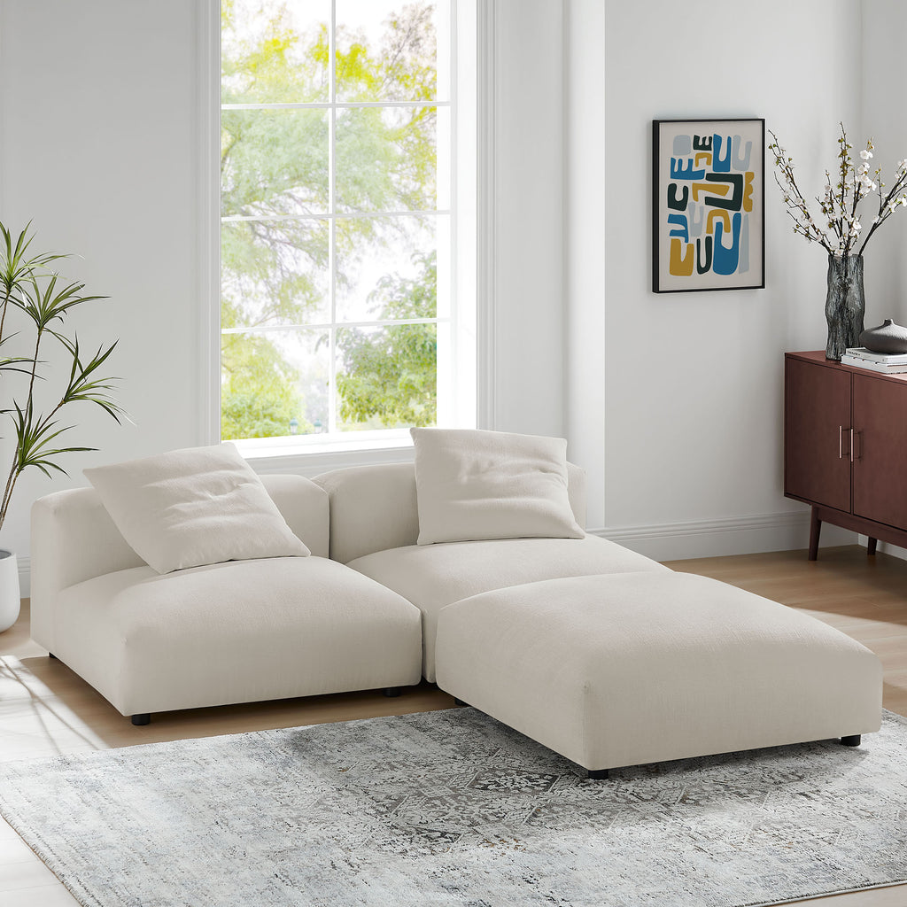 Solace 3-Piece Modular Upholstered Fabric Sectional sofá