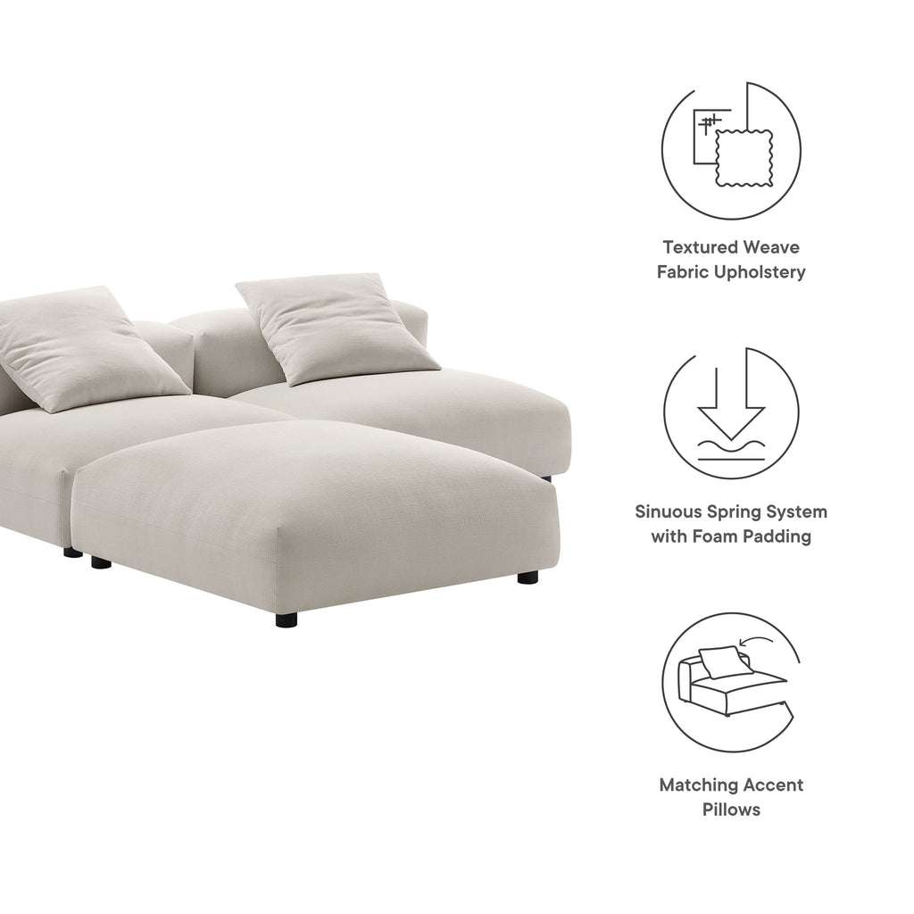 Solace 3-Piece Modular Upholstered Fabric Sectional sofá