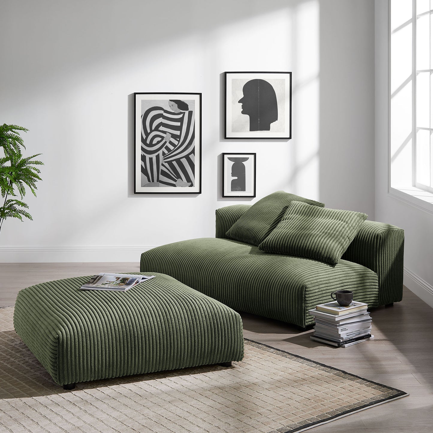 Solace Armless Loveseat con Ottoman Set