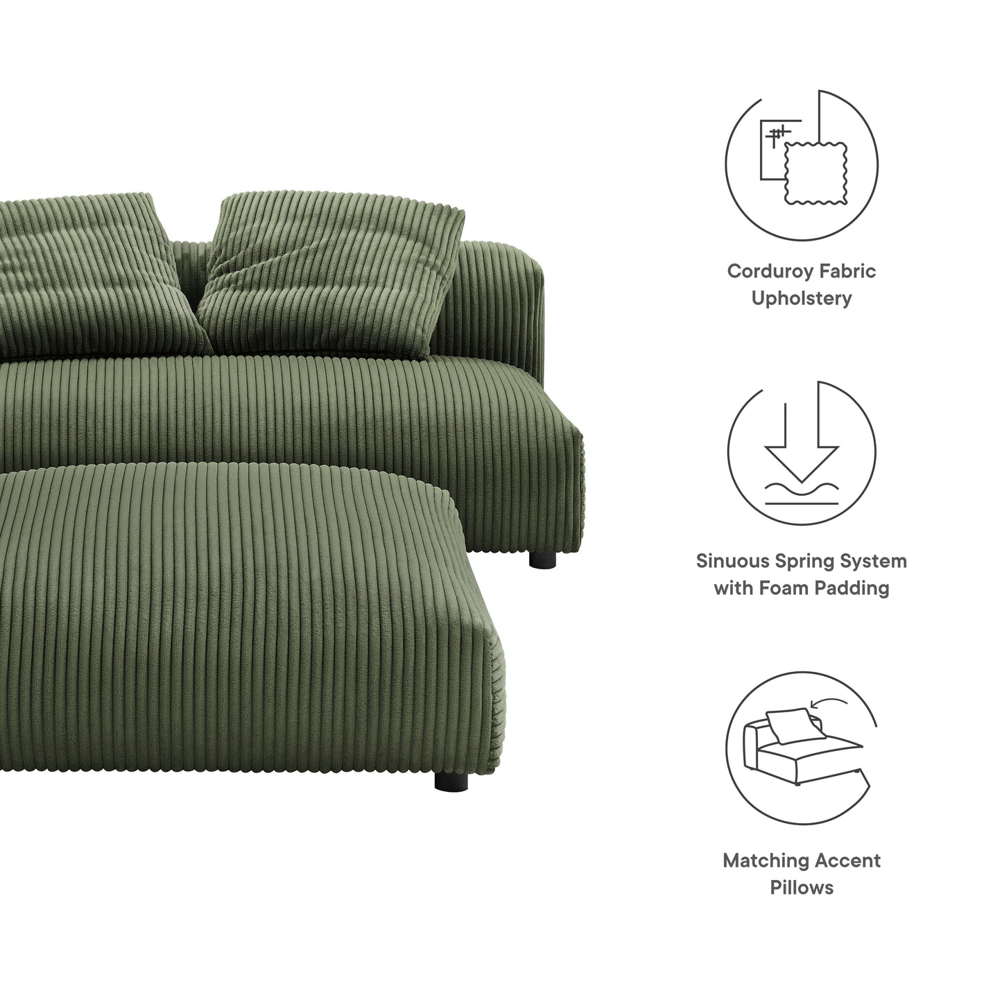 Solace Armless Loveseat con Ottoman Set