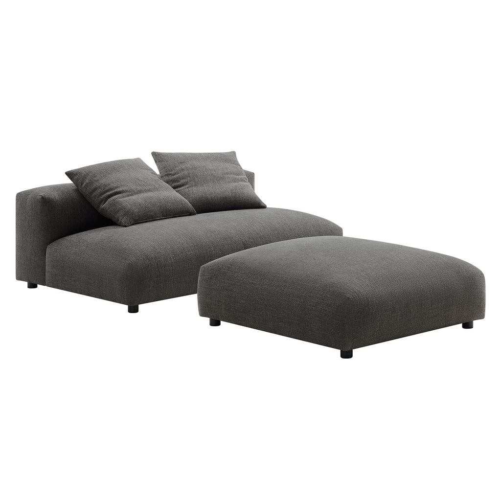 Solace Modular Upholstered Fabric Armless loveseat and Ottoman Set