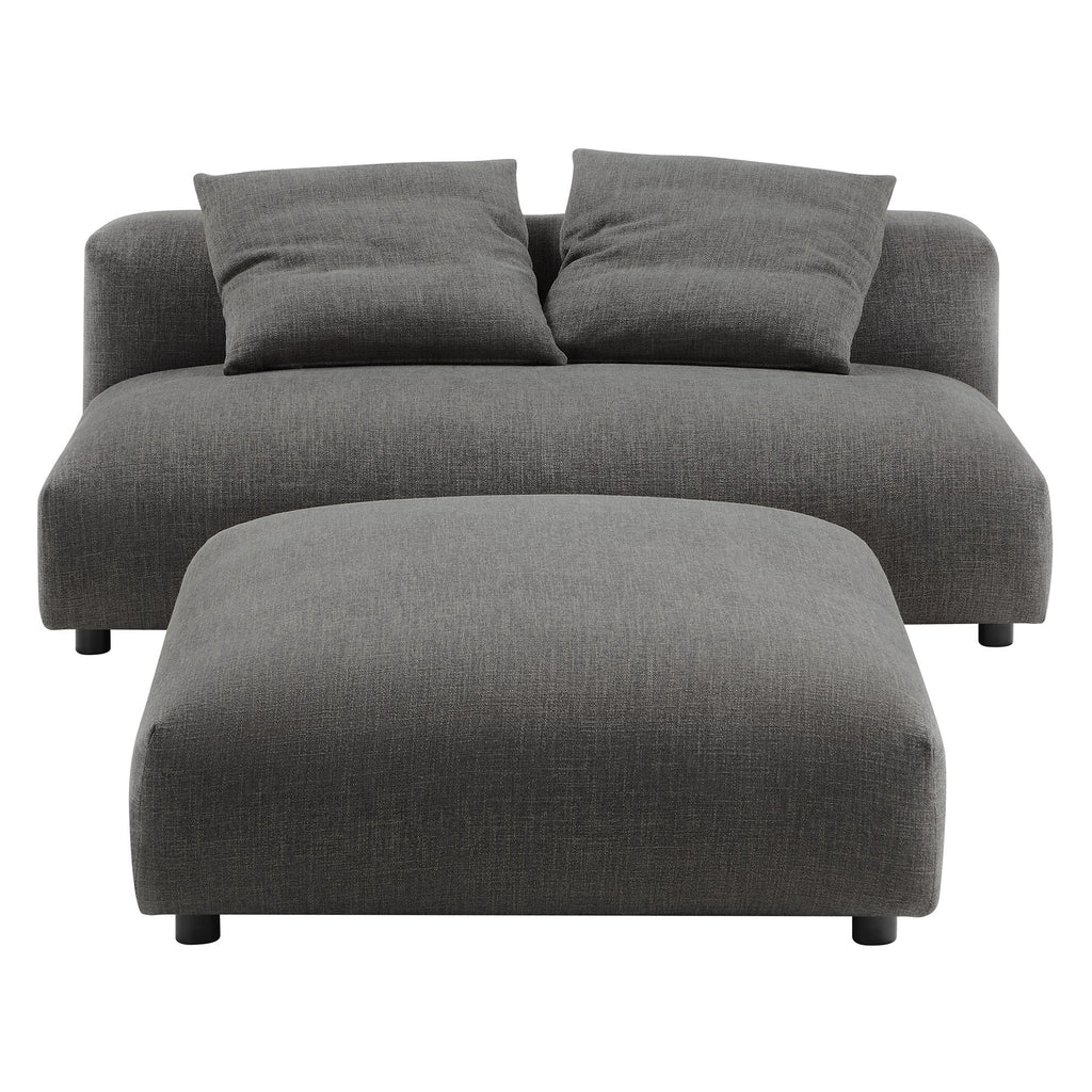 Solace Modular Upholstered Fabric Armless loveseat and Ottoman Set
