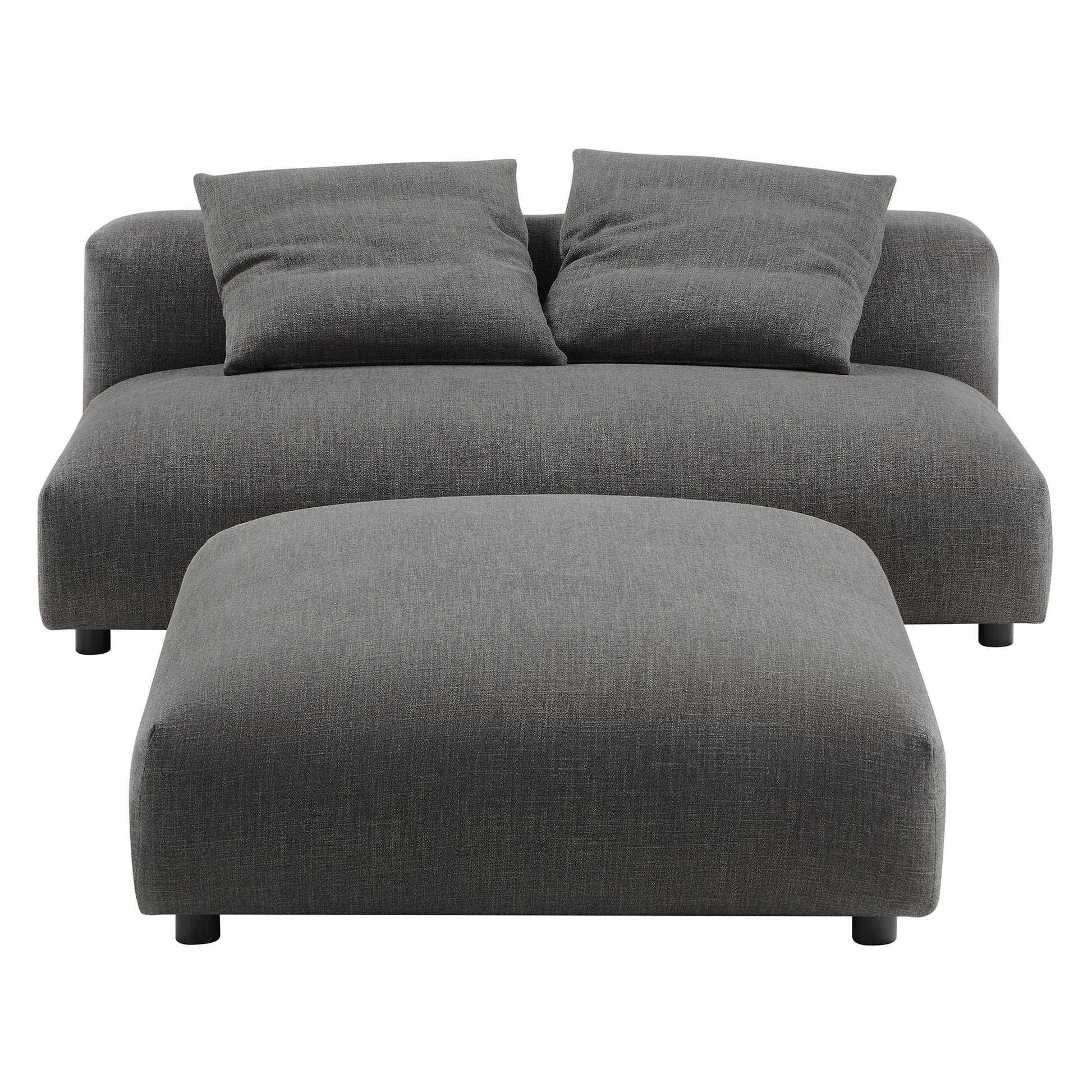 Solace Modular Upholstered Fabric Armless loveseat and Ottoman Set