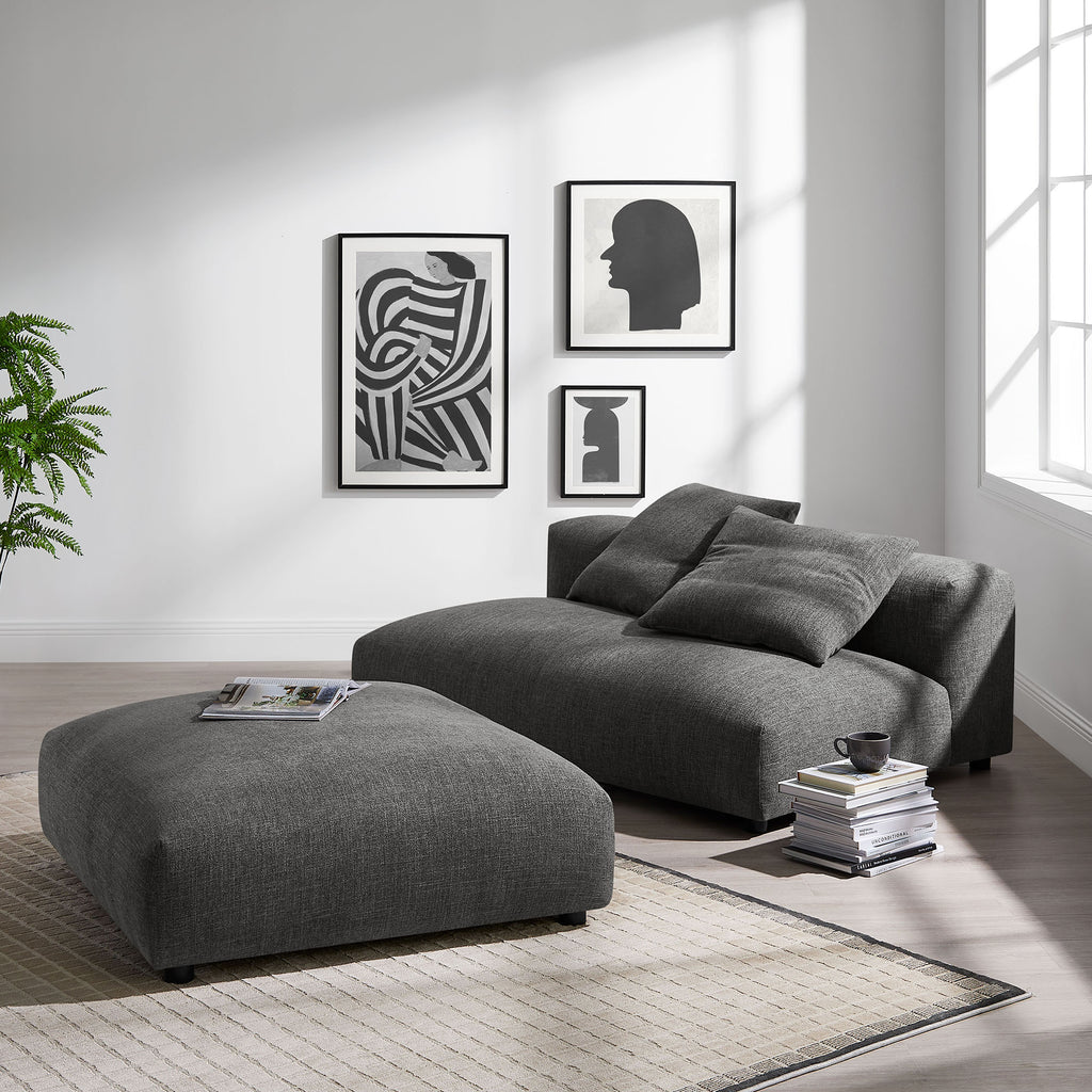 Solace Modular Upholstered Fabric Armless loveseat and Ottoman Set