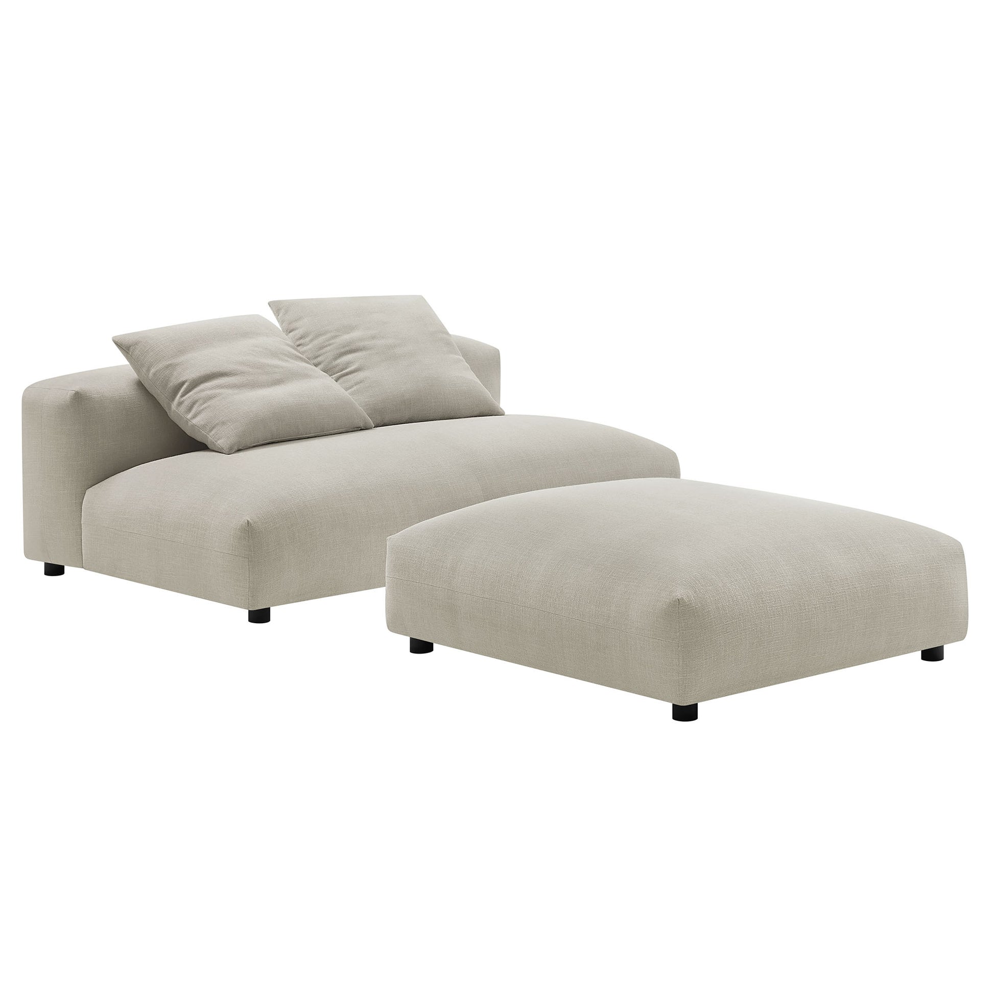 Solace Modular Upholstered Fabric Armless loveseat and Ottoman Set