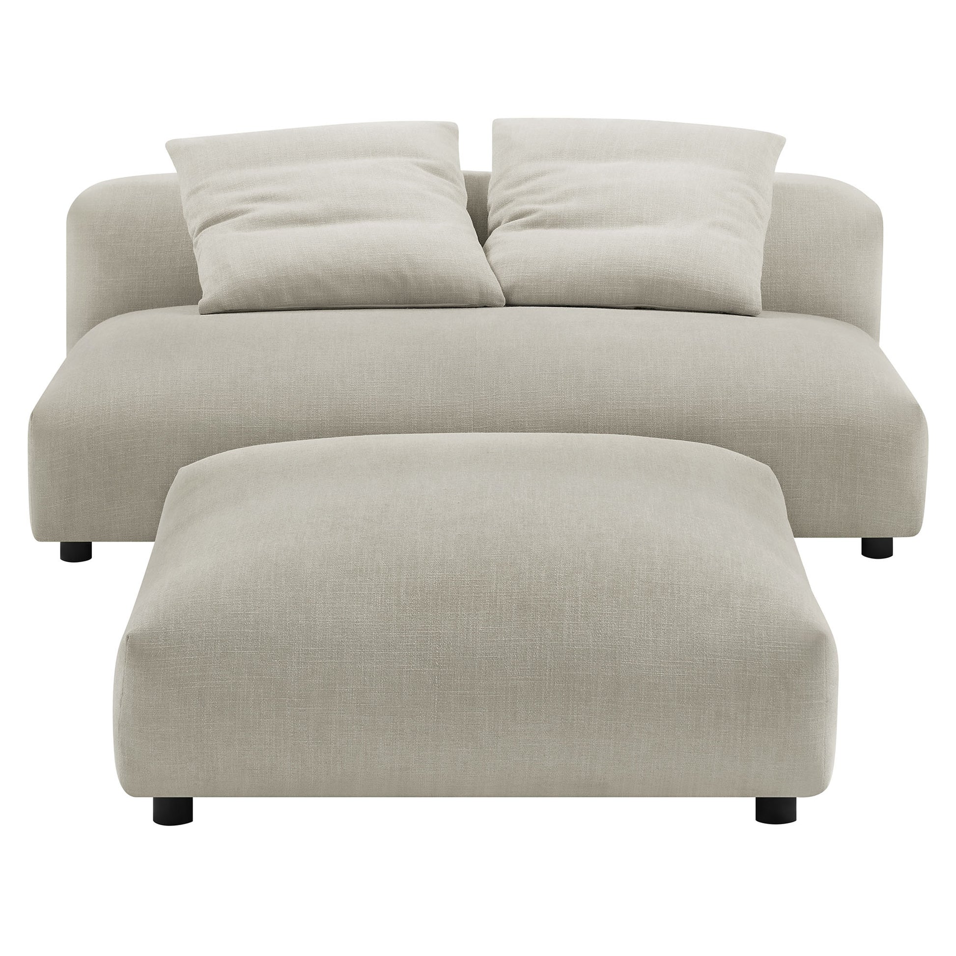 Solace Modular Upholstered Fabric Armless loveseat and Ottoman Set