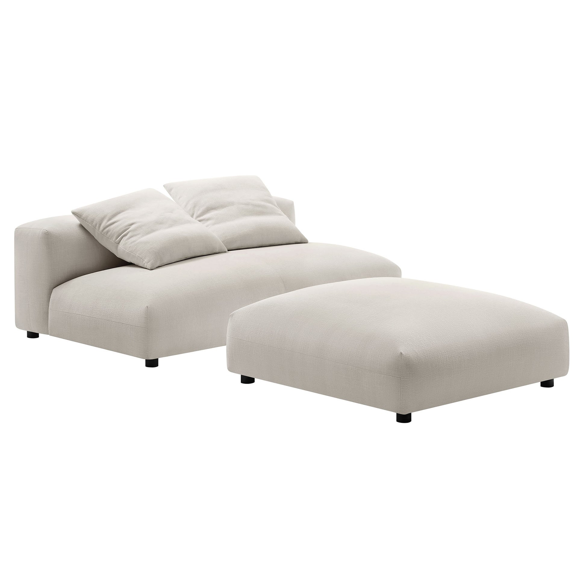 Solace Modular Upholstered Fabric Armless loveseat and Ottoman Set