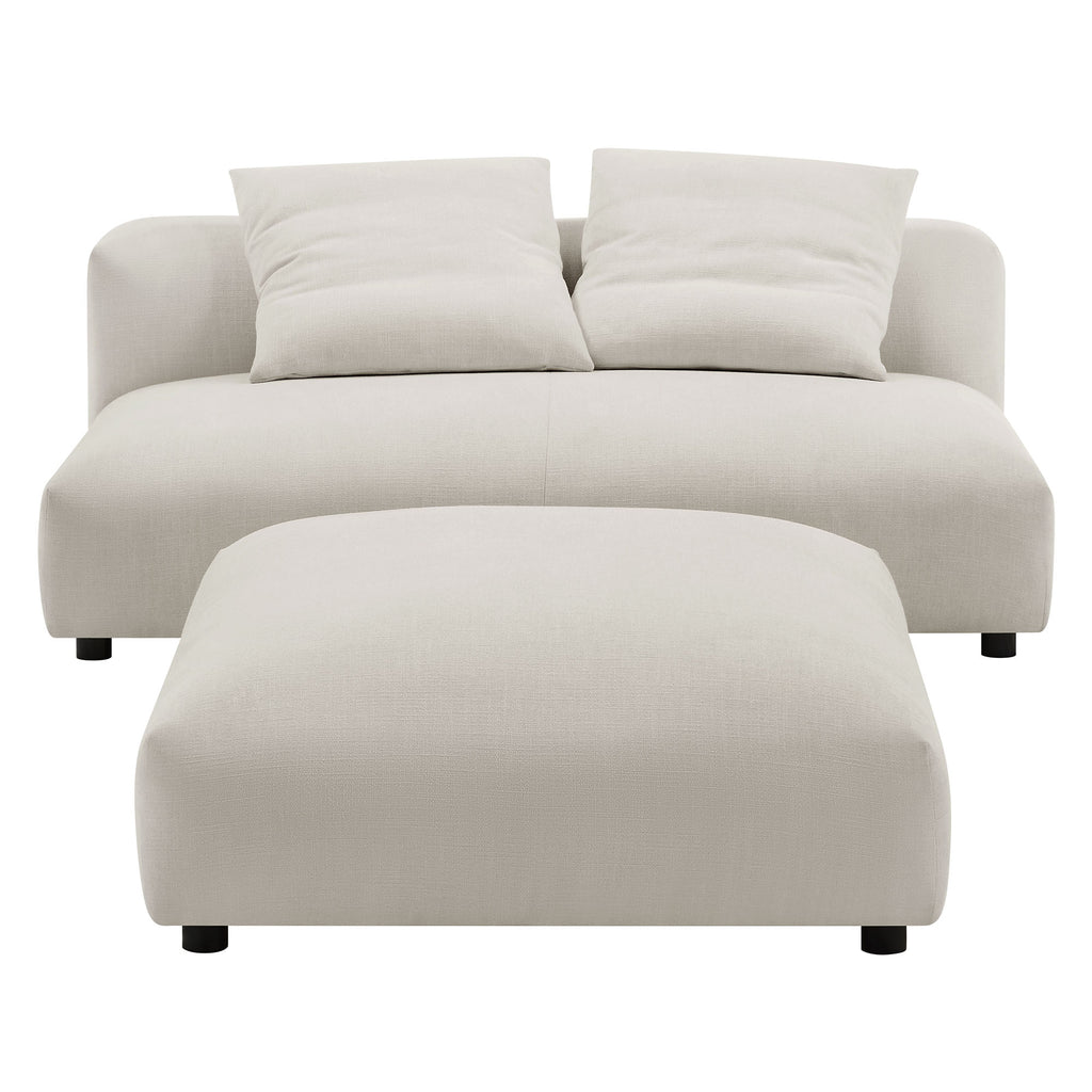 Solace Modular Upholstered Fabric Armless loveseat and Ottoman Set