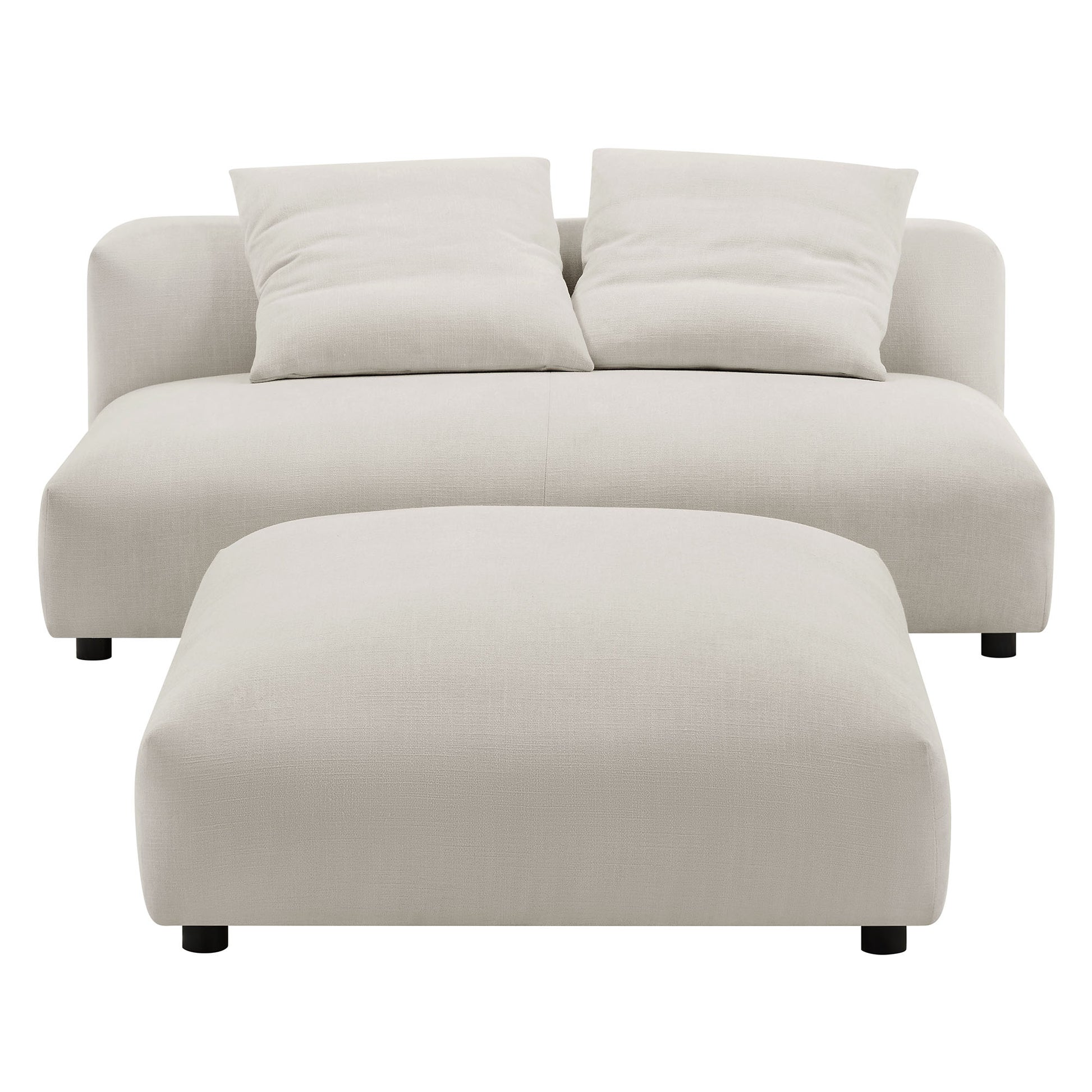 Solace Modular Upholstered Fabric Armless loveseat and Ottoman Set