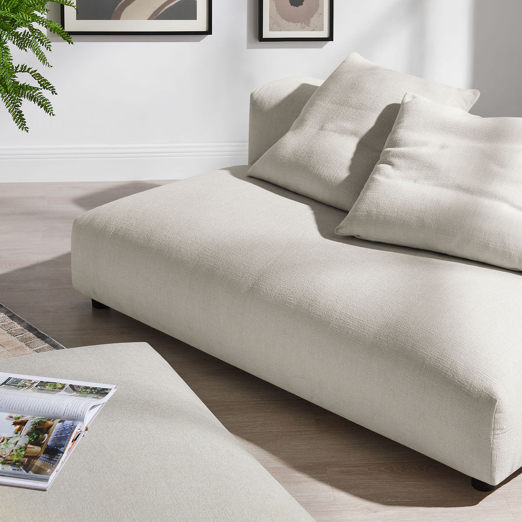 Solace Modular Upholstered Fabric Armless loveseat and Ottoman Set