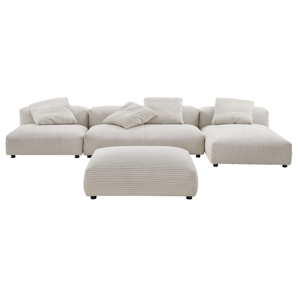 Solace 4-Piece Modular Corduroy Upholstered Sectional sofá With Ottoman