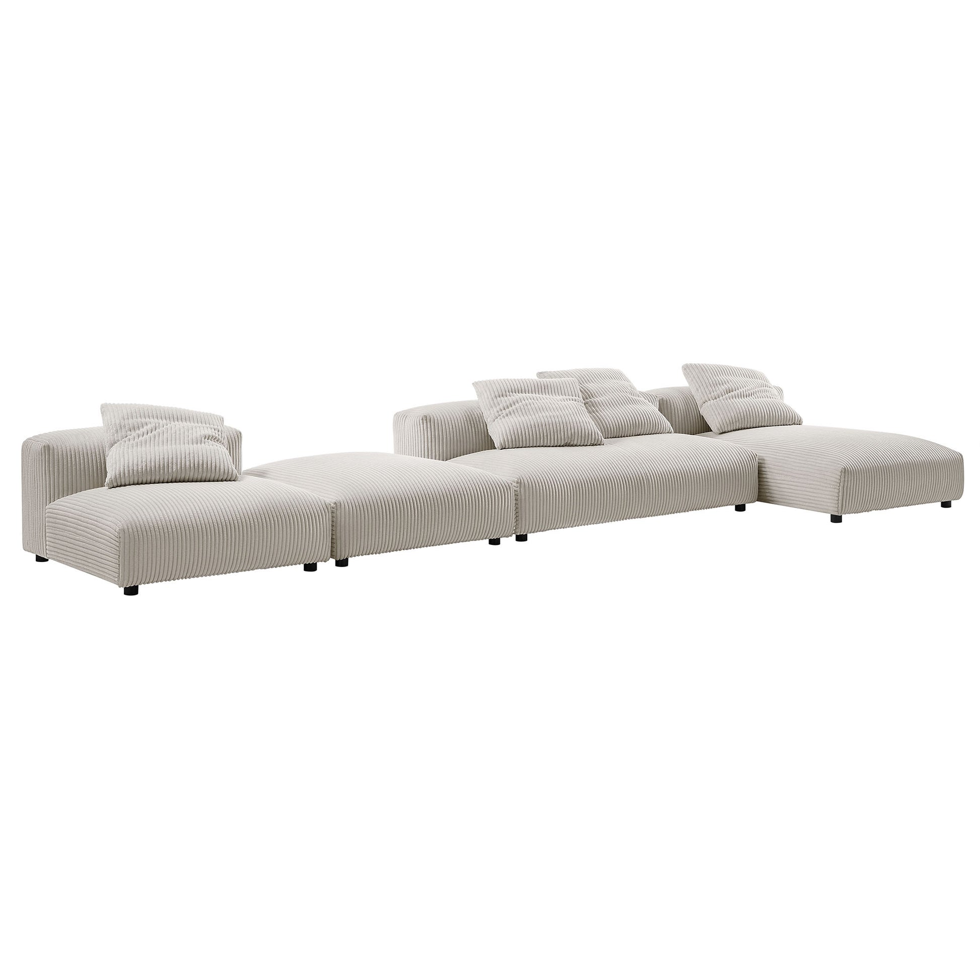 Solace 4-Piece Modular Corduroy Upholstered Sectional sofá With Ottoman