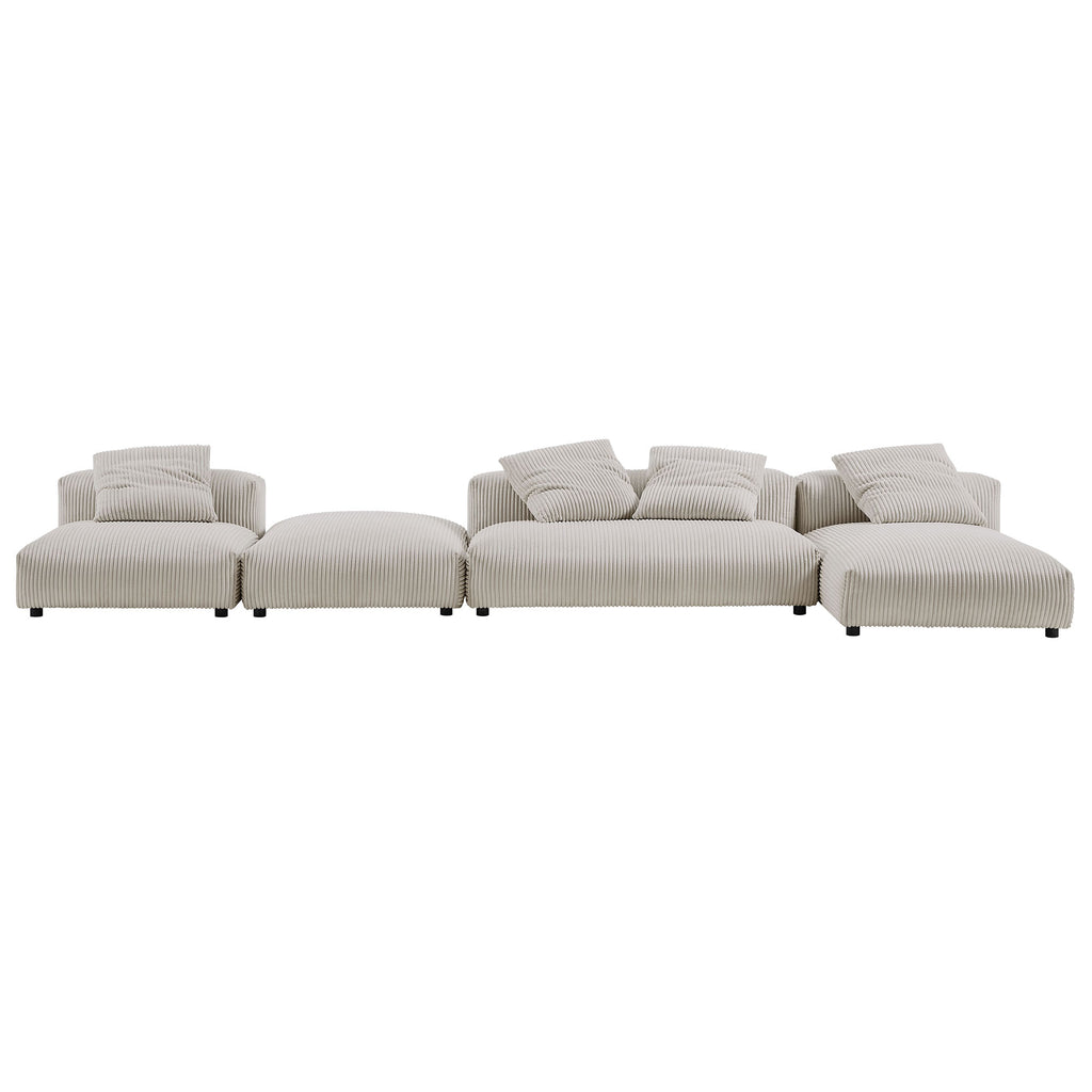 Solace 4-Piece Modular Corduroy Upholstered Sectional sofá With Ottoman