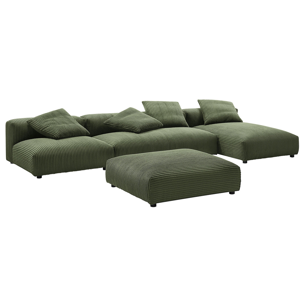 Solace 4-Piece Modular Corduroy Upholstered Sectional sofá With Ottoman