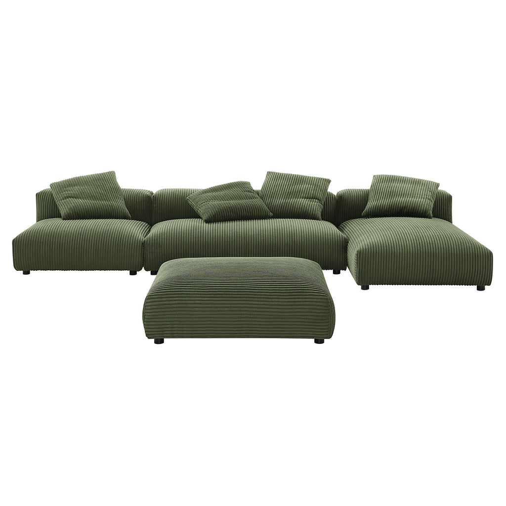 Solace 4-Piece Modular Corduroy Upholstered Sectional sofá With Ottoman
