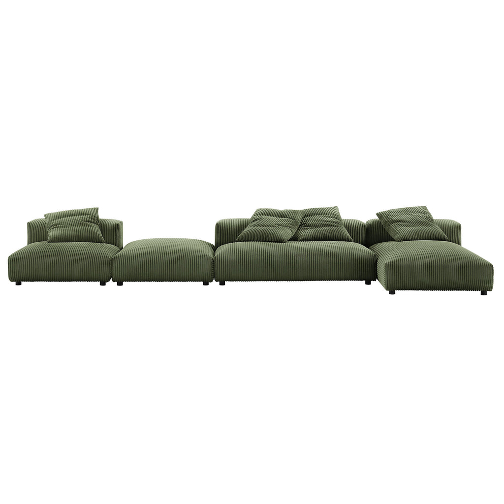 Solace 4-Piece Modular Corduroy Upholstered Sectional sofá With Ottoman
