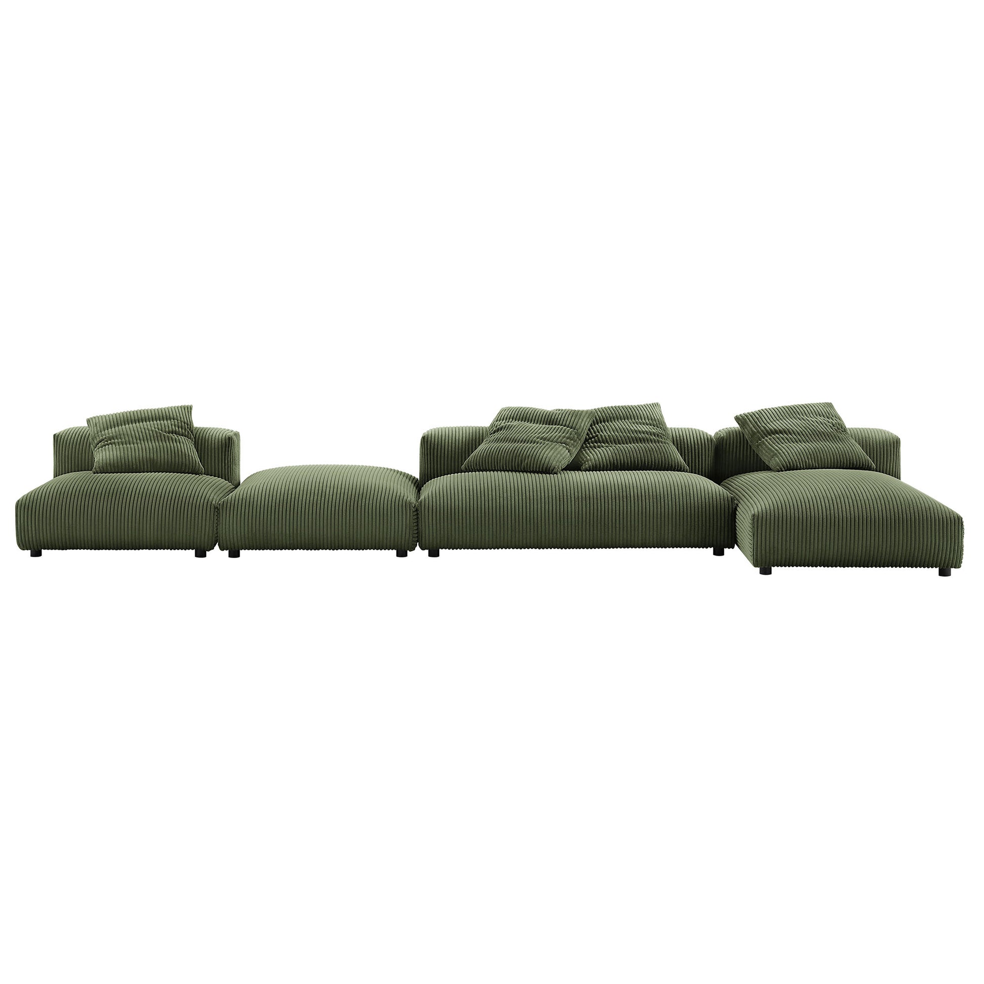 Solace 4-Piece Modular Corduroy Upholstered Sectional sofá With Ottoman