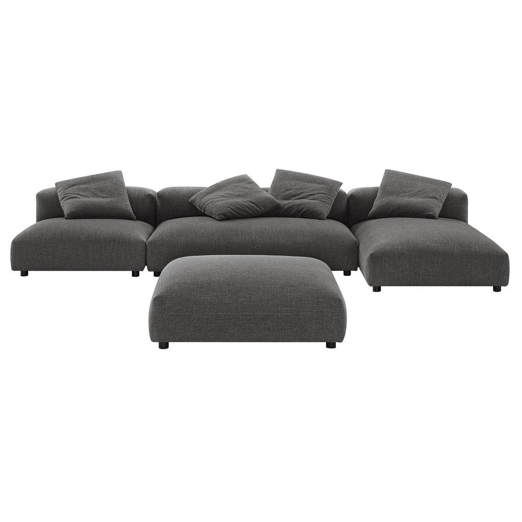 Solace 4-Piece Modular Upholstered Fabric Sectional sofá With Ottoman