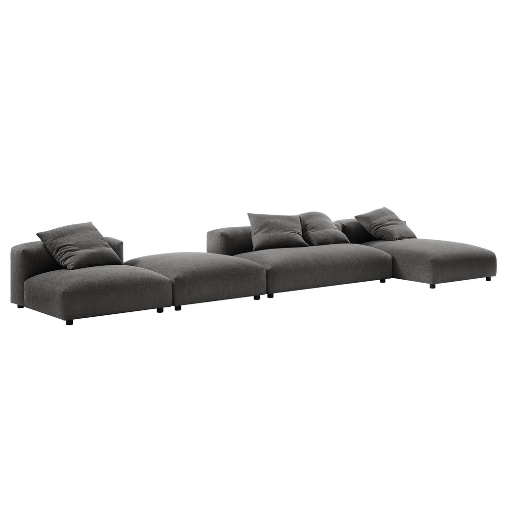 Solace 4-Piece Modular Upholstered Fabric Sectional sofá With Ottoman