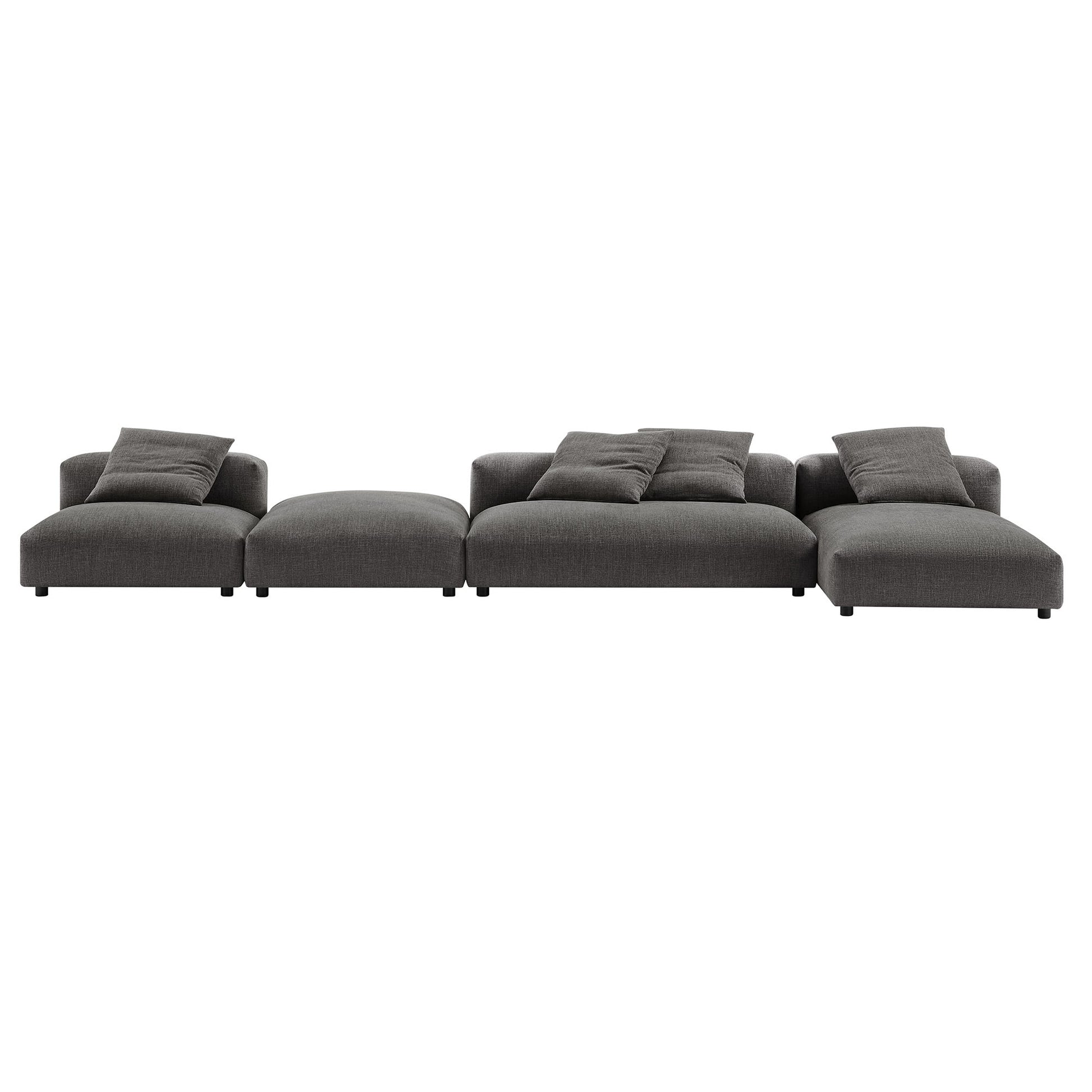 Solace 4-Piece Modular Upholstered Fabric Sectional sofá With Ottoman