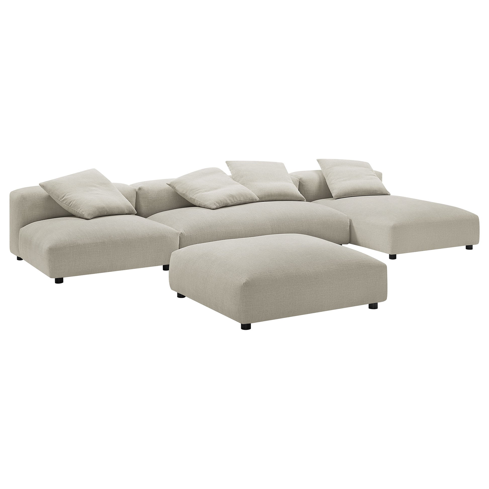 Solace 4-Piece Modular Upholstered Fabric Sectional sofá With Ottoman