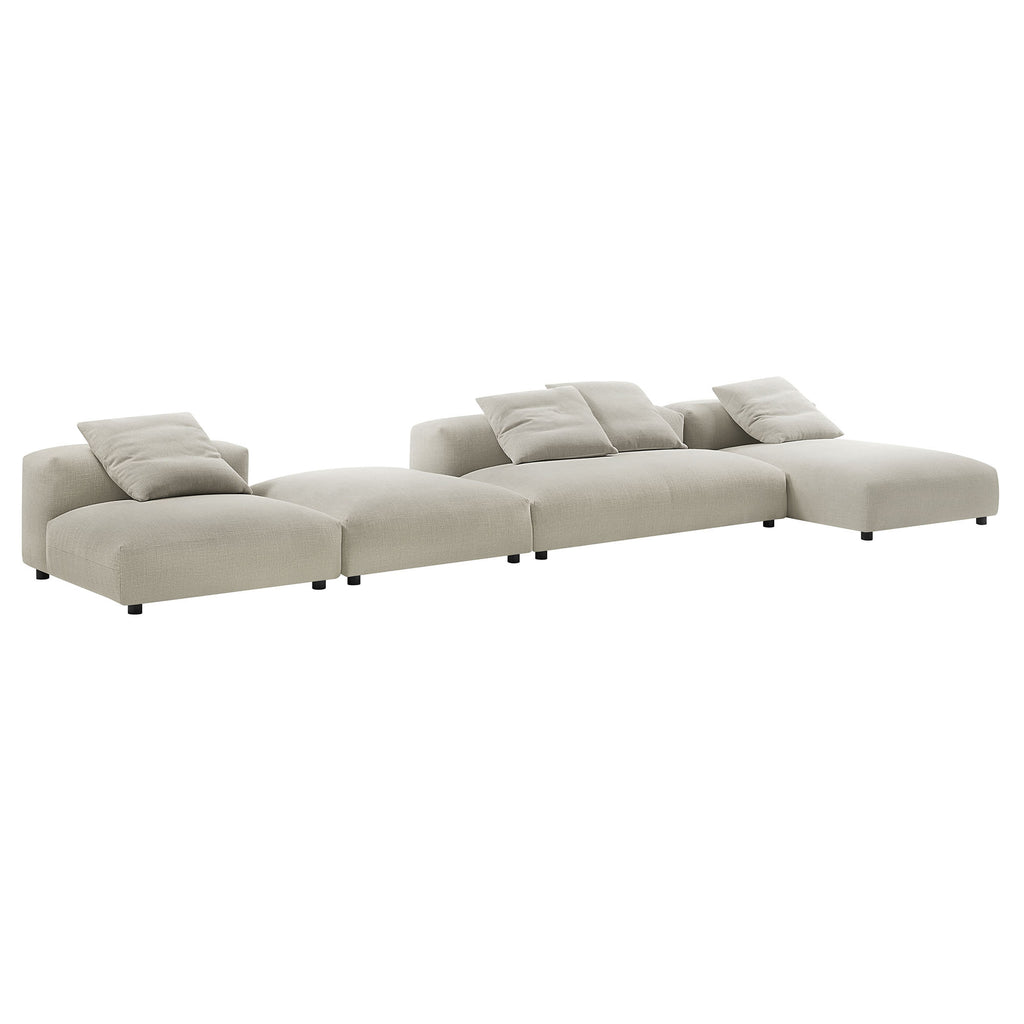 Solace 4-Piece Modular Upholstered Fabric Sectional sofá With Ottoman