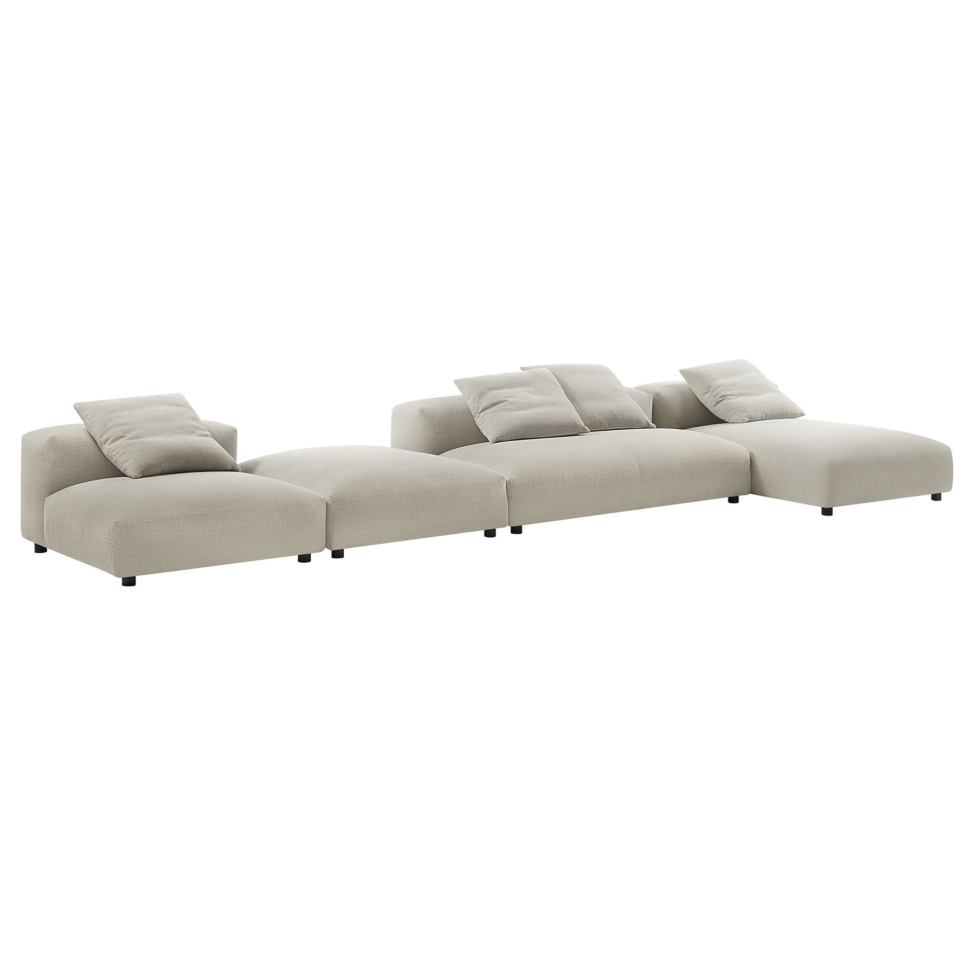 Solace 4-Piece Modular Upholstered Fabric Sectional sofá With Ottoman