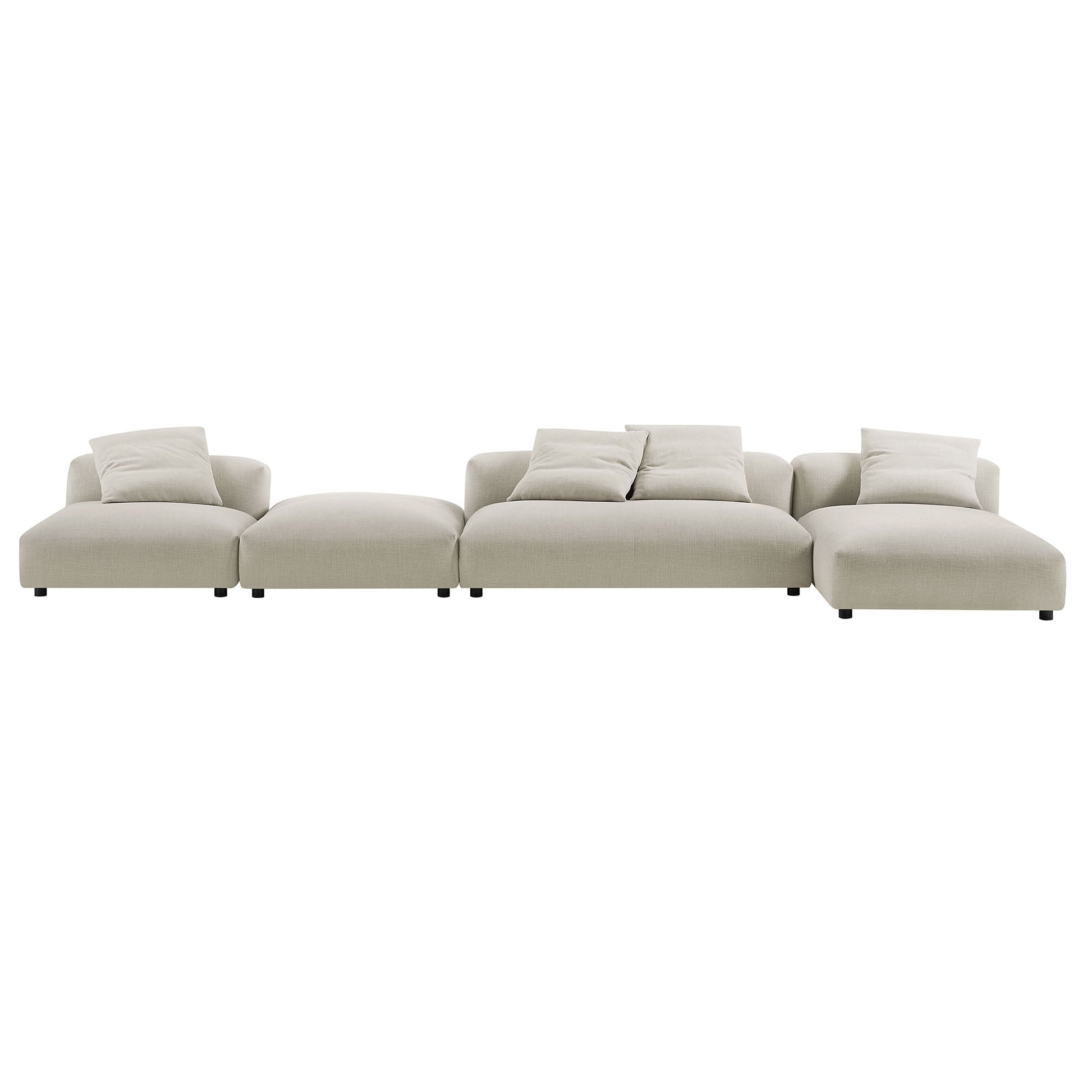 Solace 4-Piece Modular Upholstered Fabric Sectional sofá With Ottoman