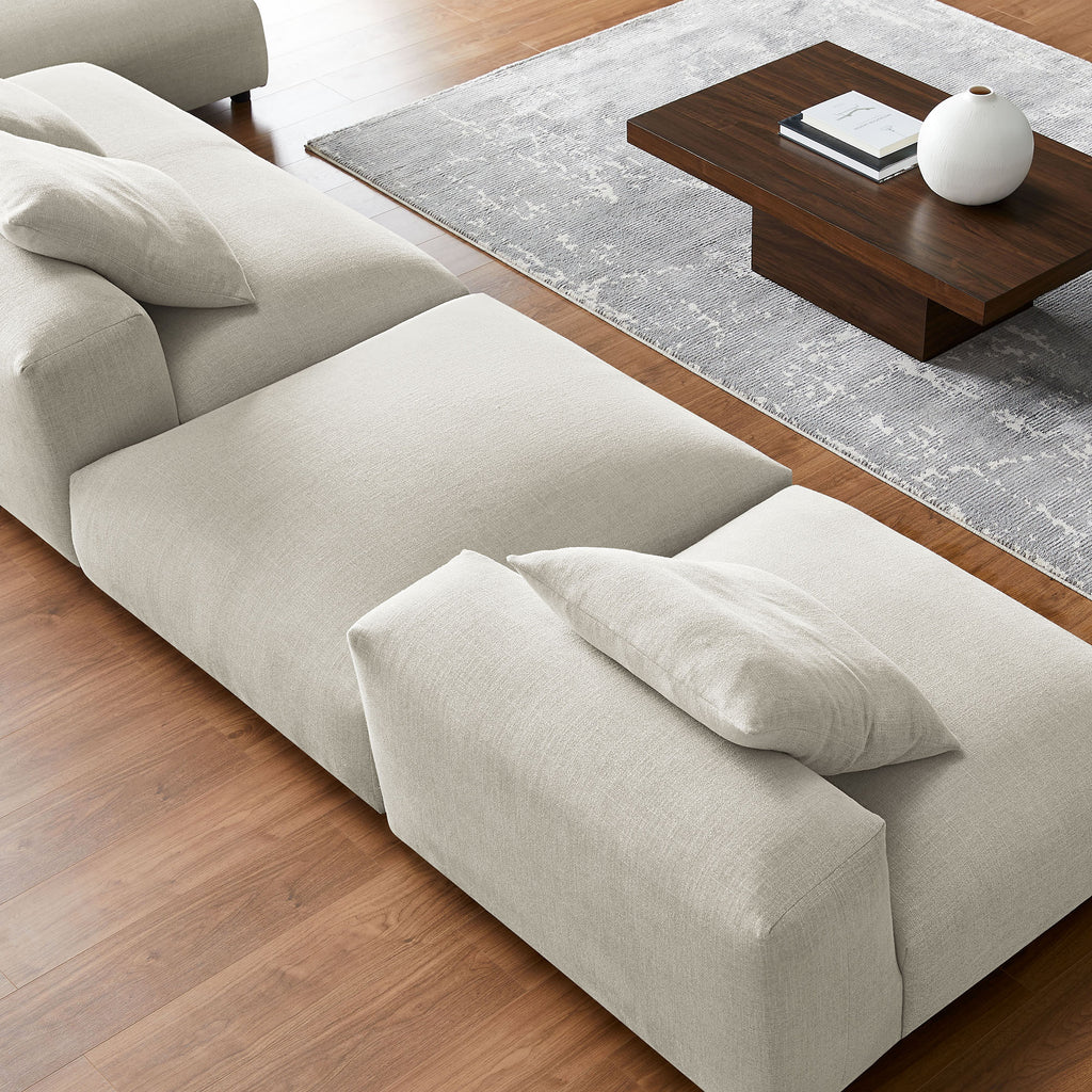 Solace 4-Piece Modular Upholstered Fabric Sectional sofá With Ottoman