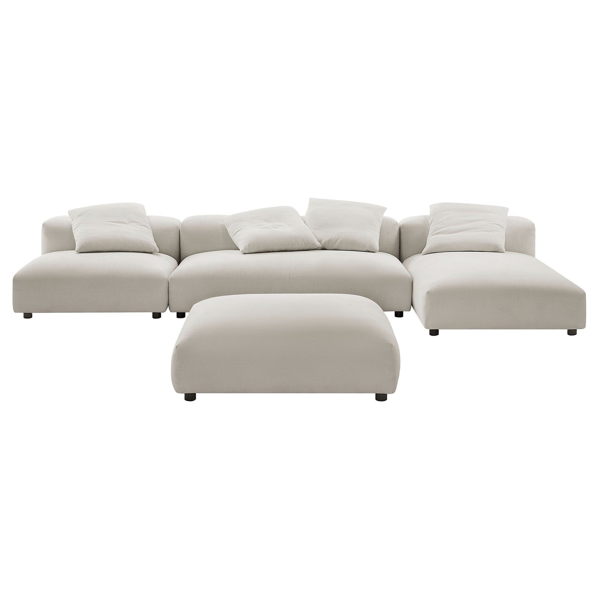 Solace 4-Piece Modular Upholstered Fabric Sectional sofá With Ottoman