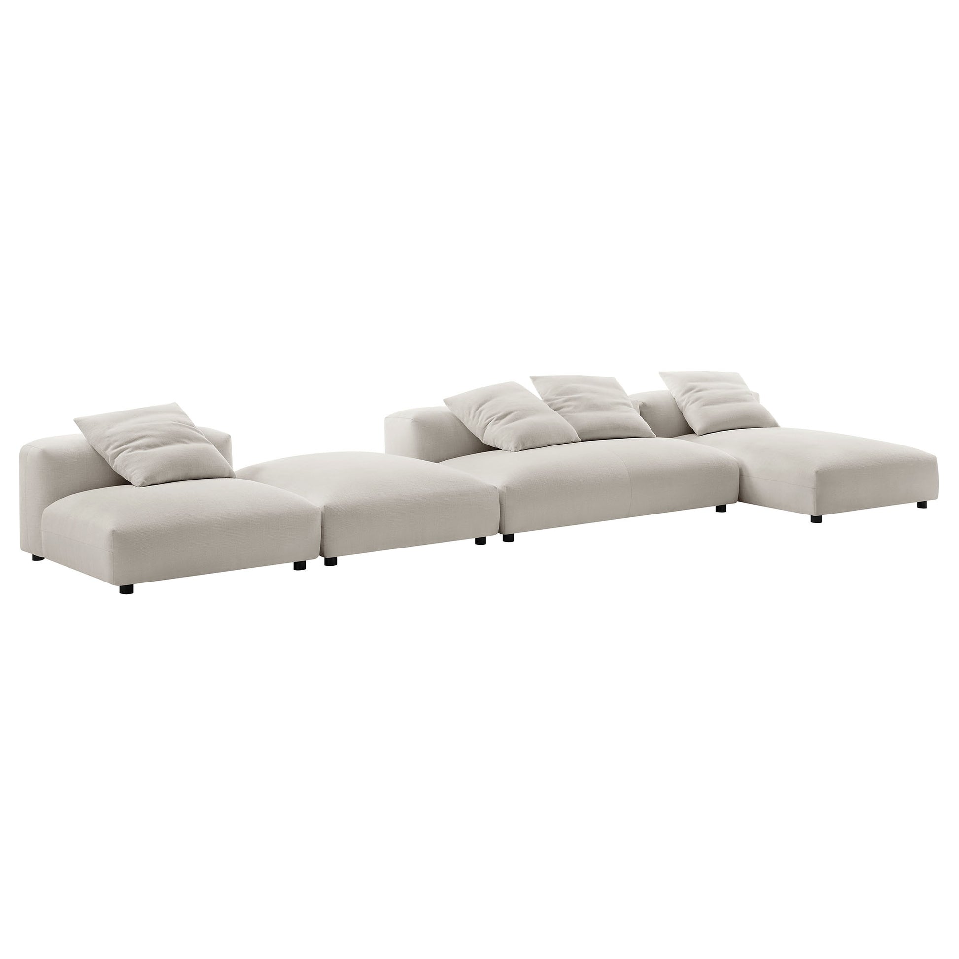 Solace 4-Piece Modular Upholstered Fabric Sectional sofá With Ottoman