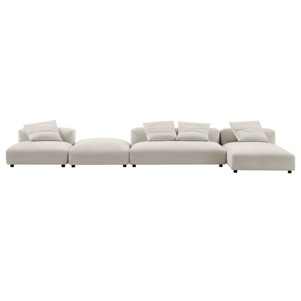 Solace 4-Piece Modular Upholstered Fabric Sectional sofá With Ottoman