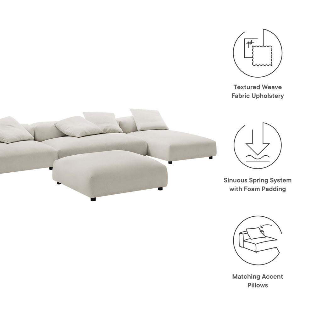 Solace 4-Piece Modular Upholstered Fabric Sectional sofá With Ottoman