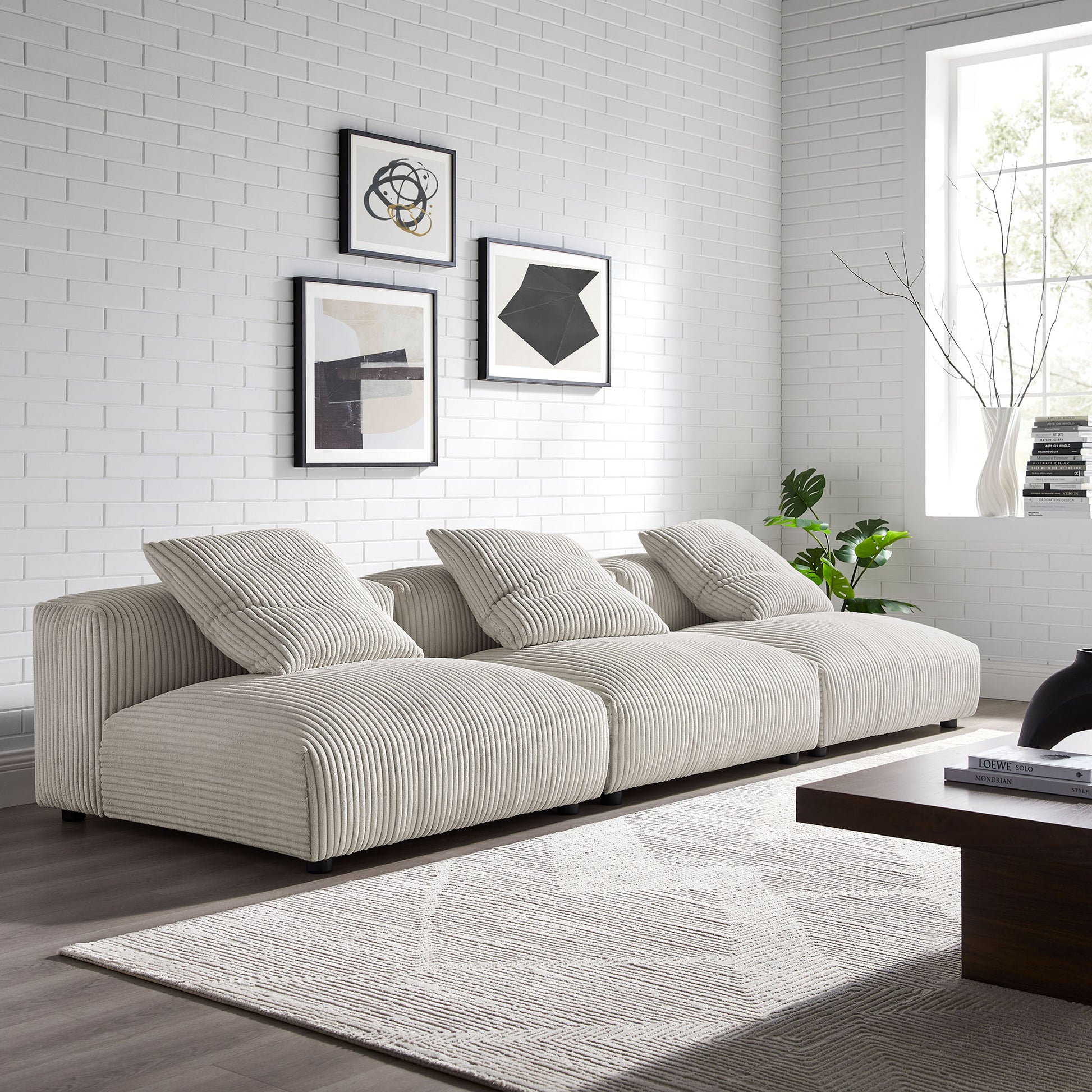 Solace 3-Piece Modular Corduroy Upholstered sofá