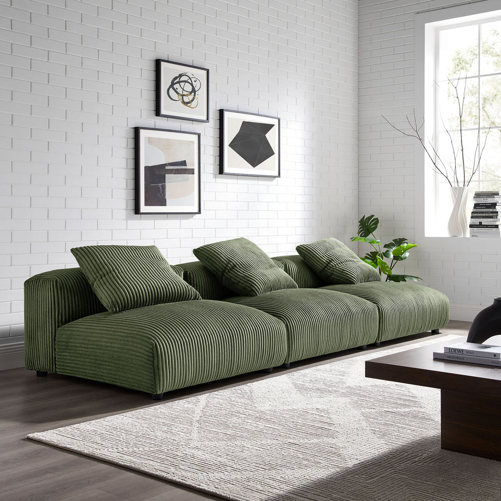 Solace 3-Piece Modular Corduroy Upholstered sofá