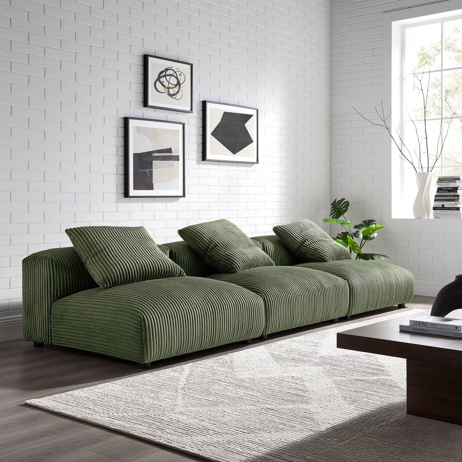 Solace 3-Piece Modular Corduroy Upholstered sofá