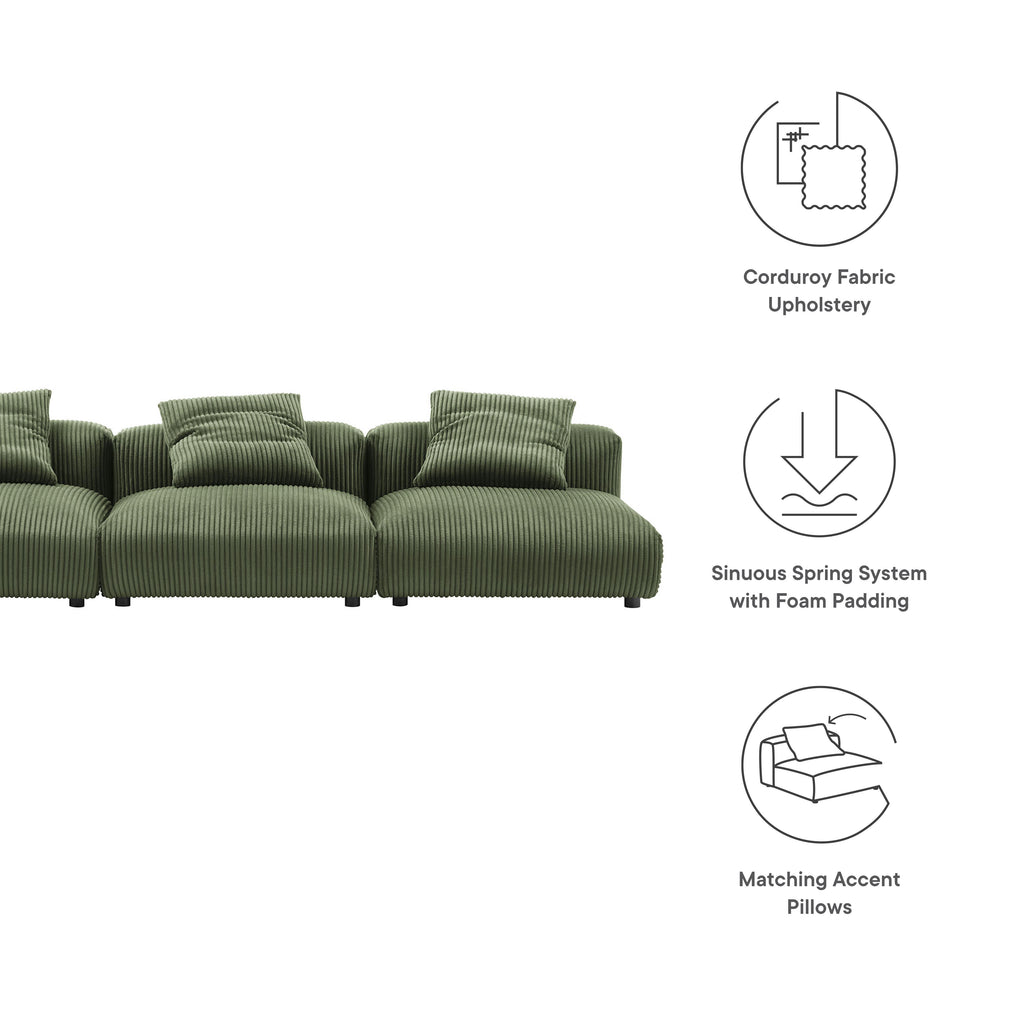 Solace 3-Piece Modular Corduroy Upholstered sofá
