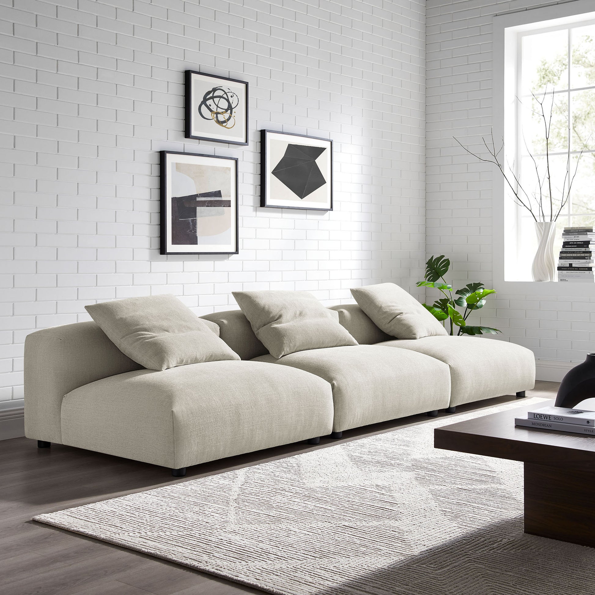 Solace 3-Piece Modular Upholstered Fabric sofá