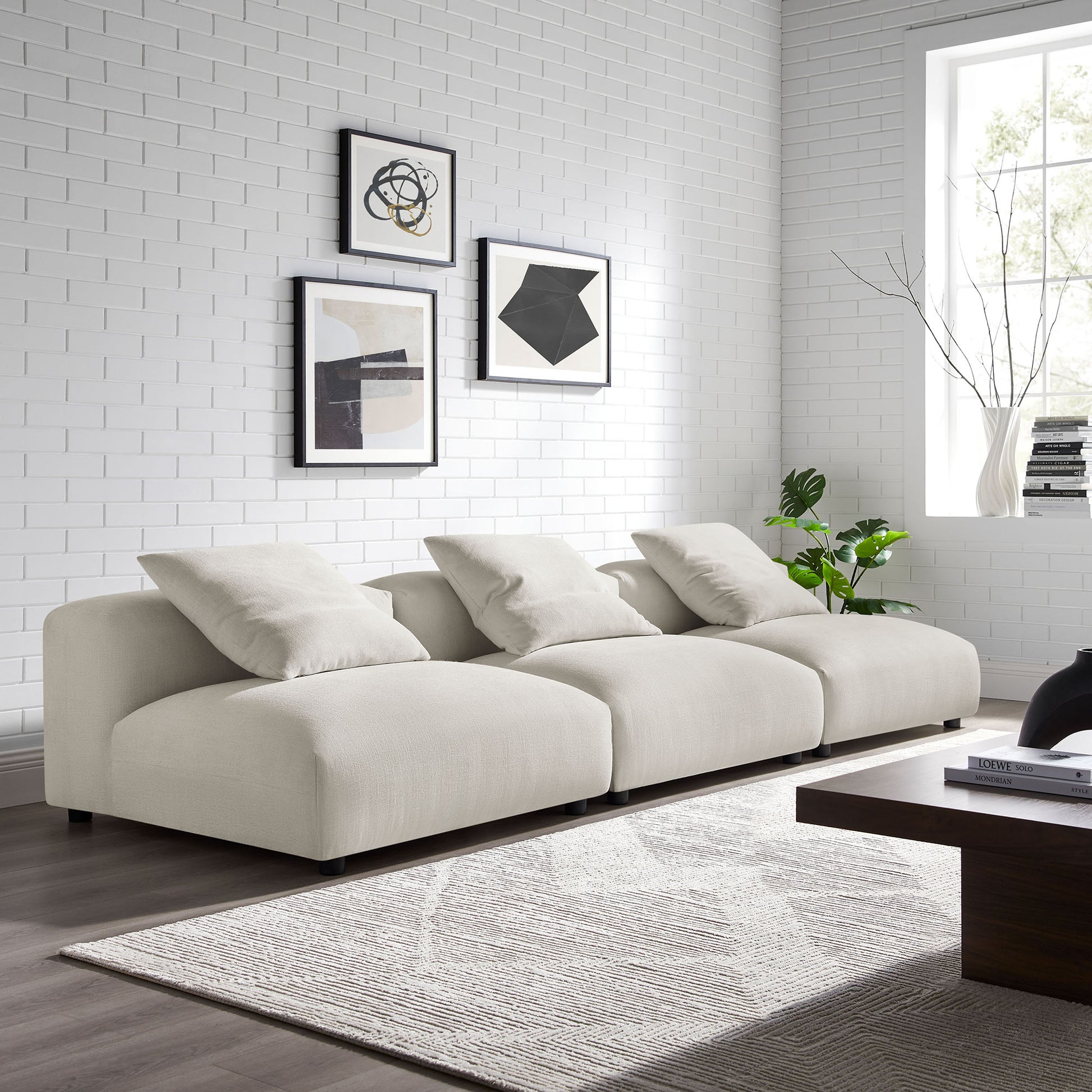 Solace 3-Piece Modular Upholstered Fabric sofá