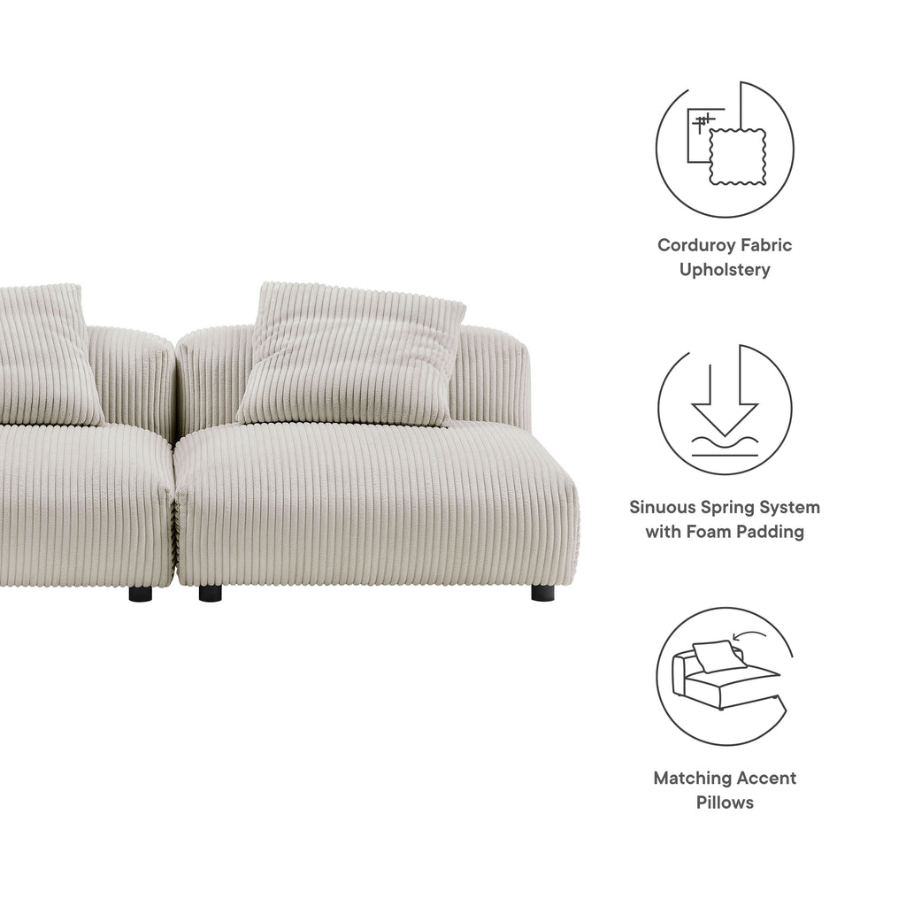Solace 2-Piece Modular Corduroy Upholstered sofá