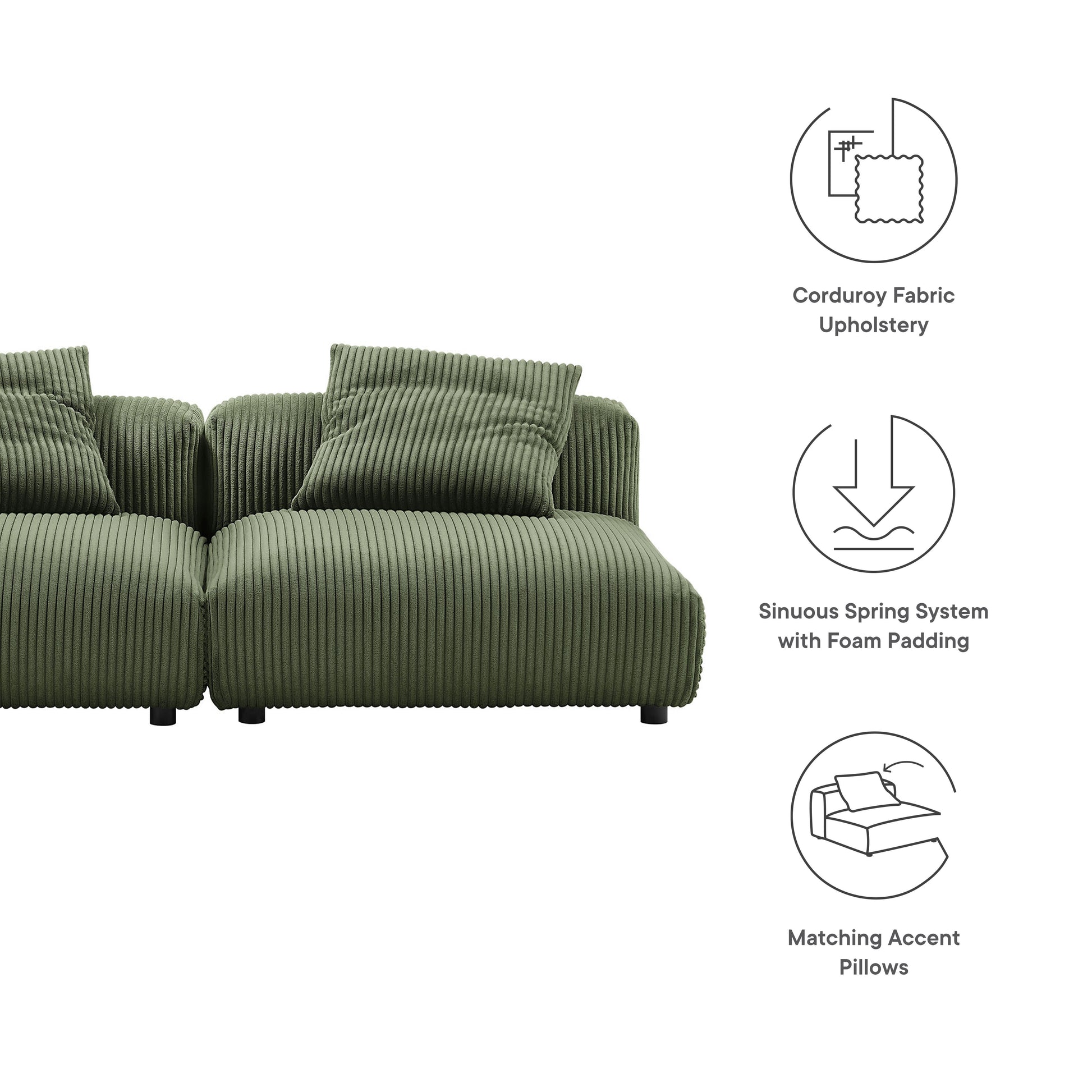 Solace 2-Piece Modular Corduroy Upholstered sofá