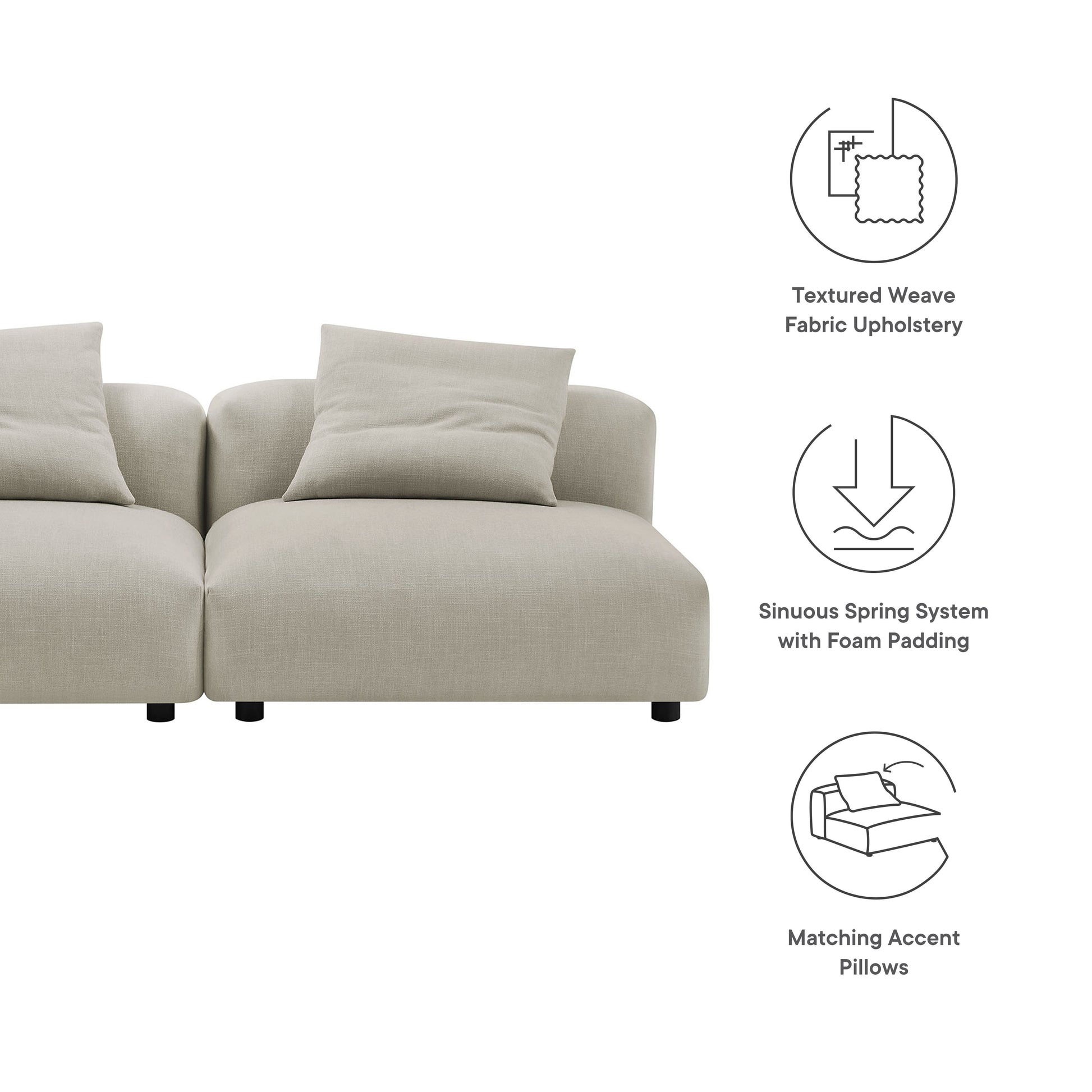 Solace 2-Piece Modular Upholstered Fabric sofá