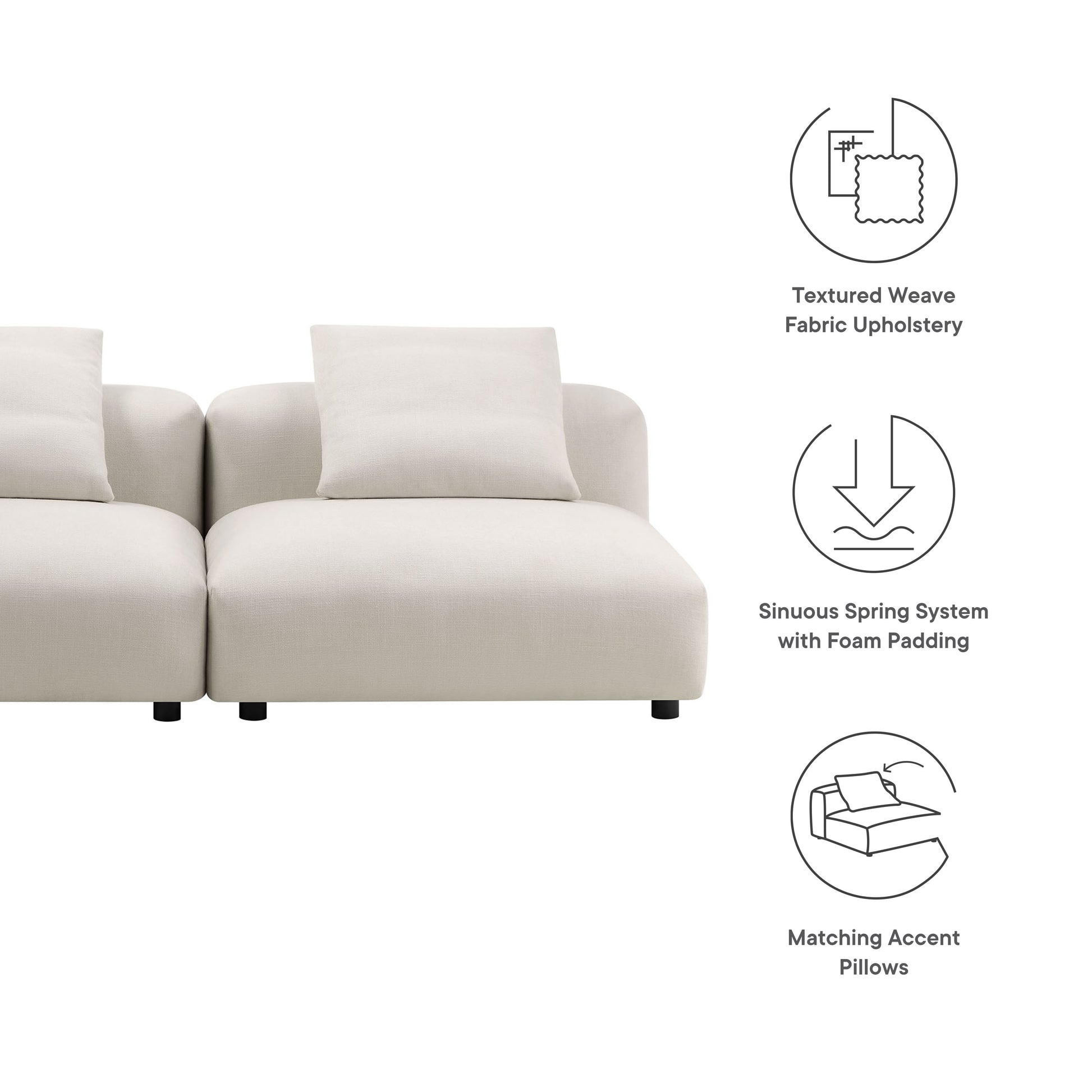 Solace 2-Piece Modular Upholstered Fabric sofá