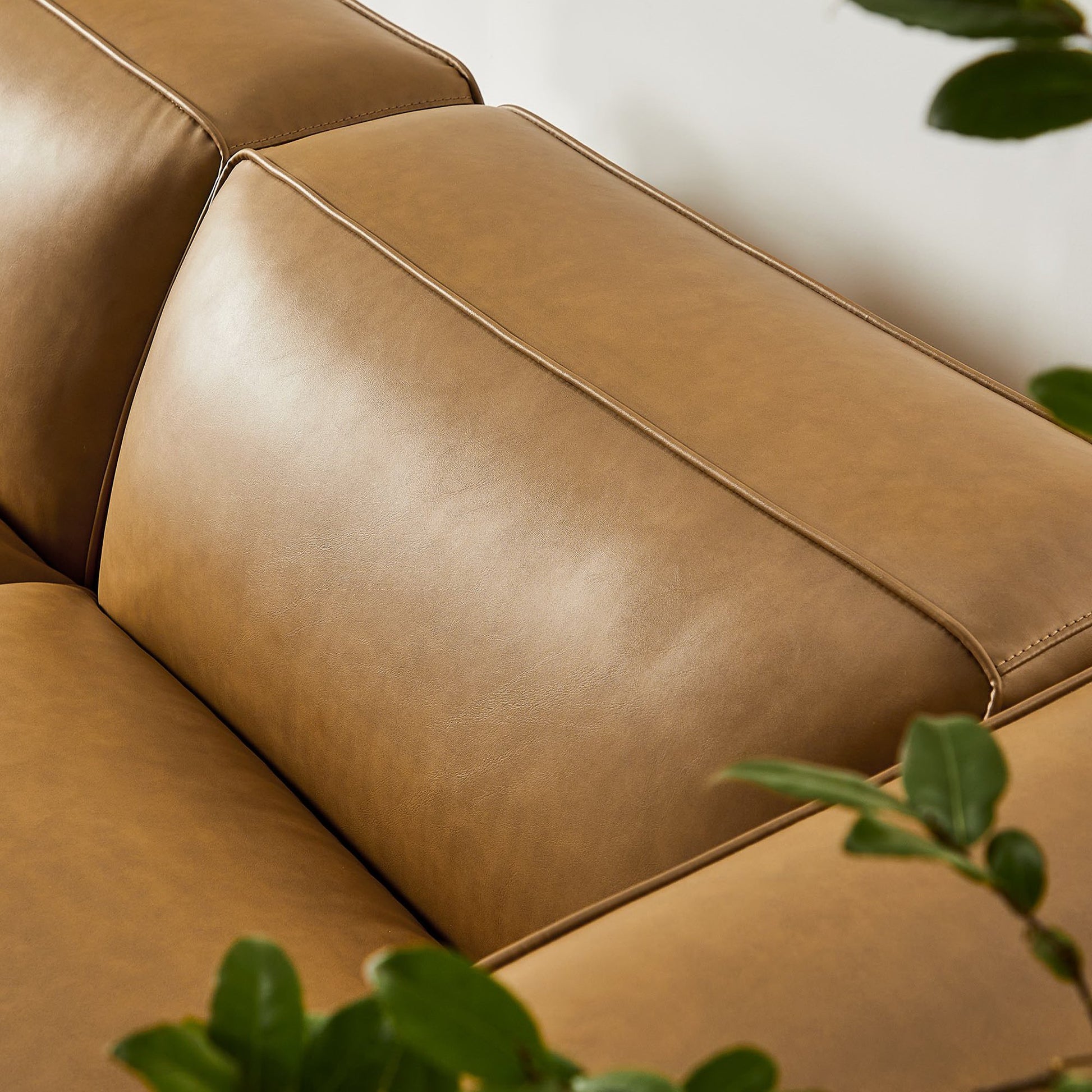 Auren 3-Piece Upholstered Vegan Leather Modular loveseat with Ottoman