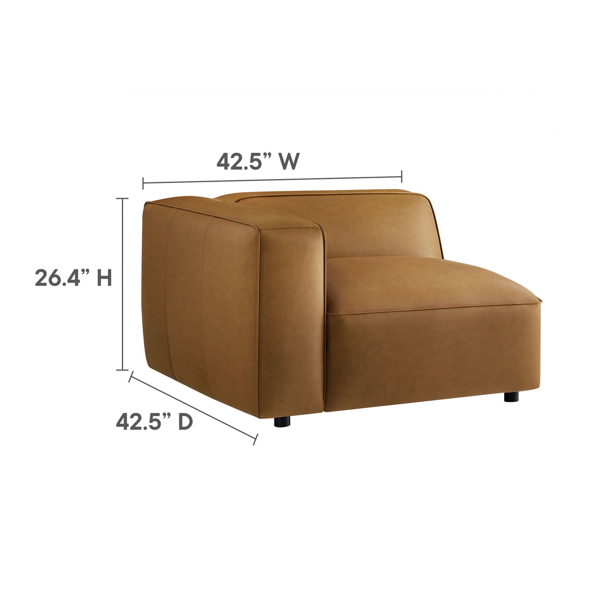 Auren 3-Piece Upholstered Vegan Leather Modular loveseat with Ottoman