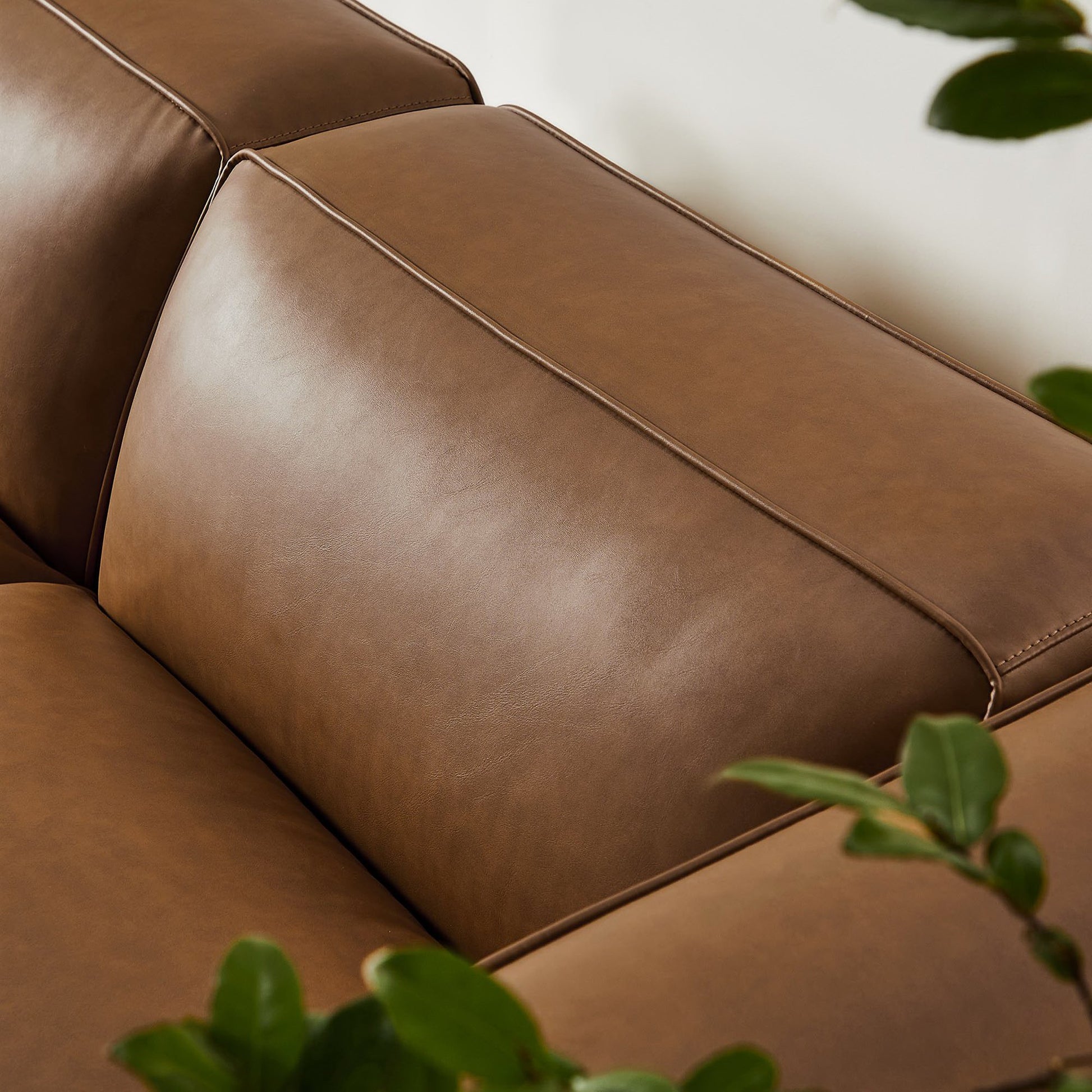 Auren 3-Piece Upholstered Vegan Leather Modular loveseat with Ottoman