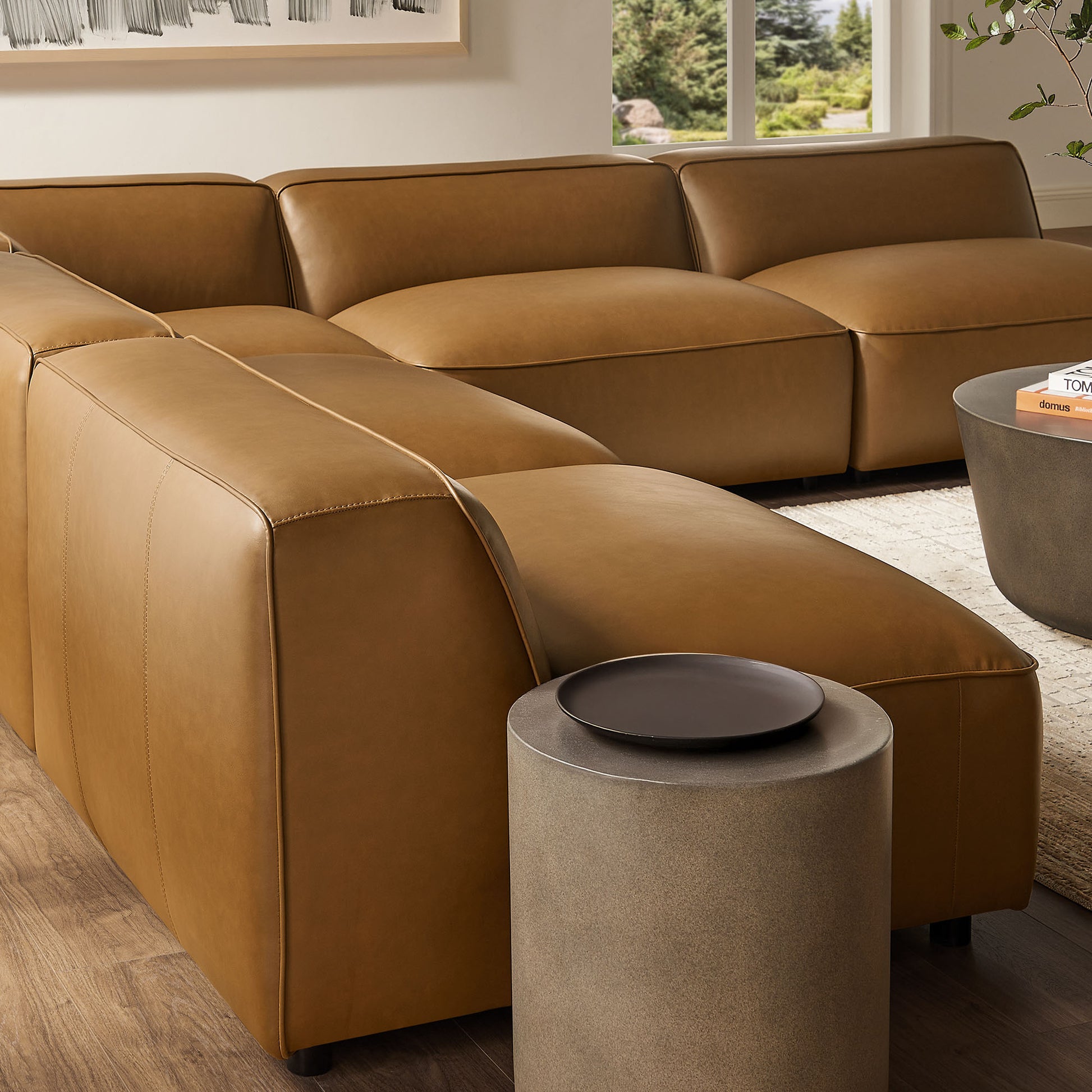 Auren 5-Piece Upholstered Armless L-Shaped Vegan Leather Modular sofá