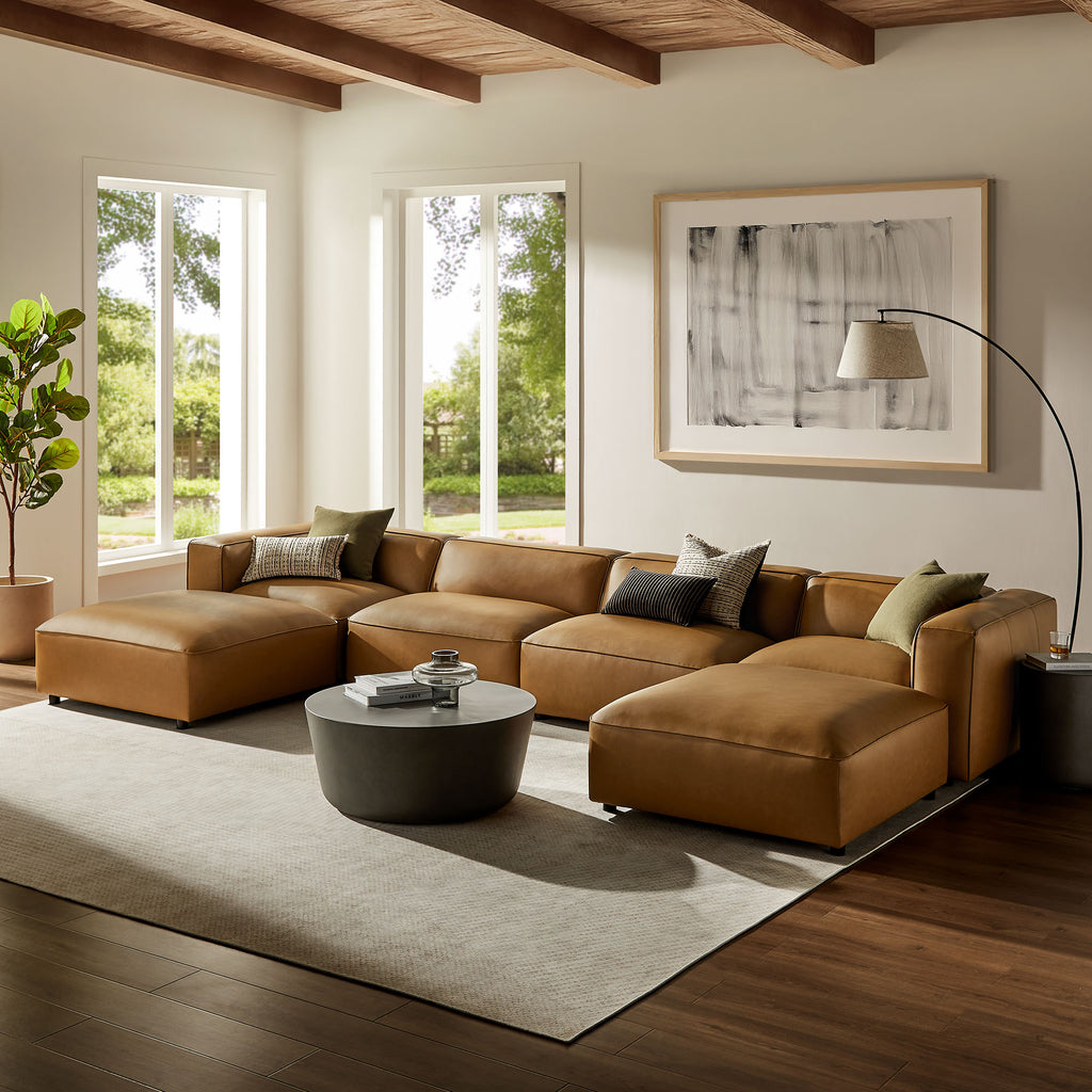 Auren 6-Piece Upholstered Vegan Leather Modular sofá
