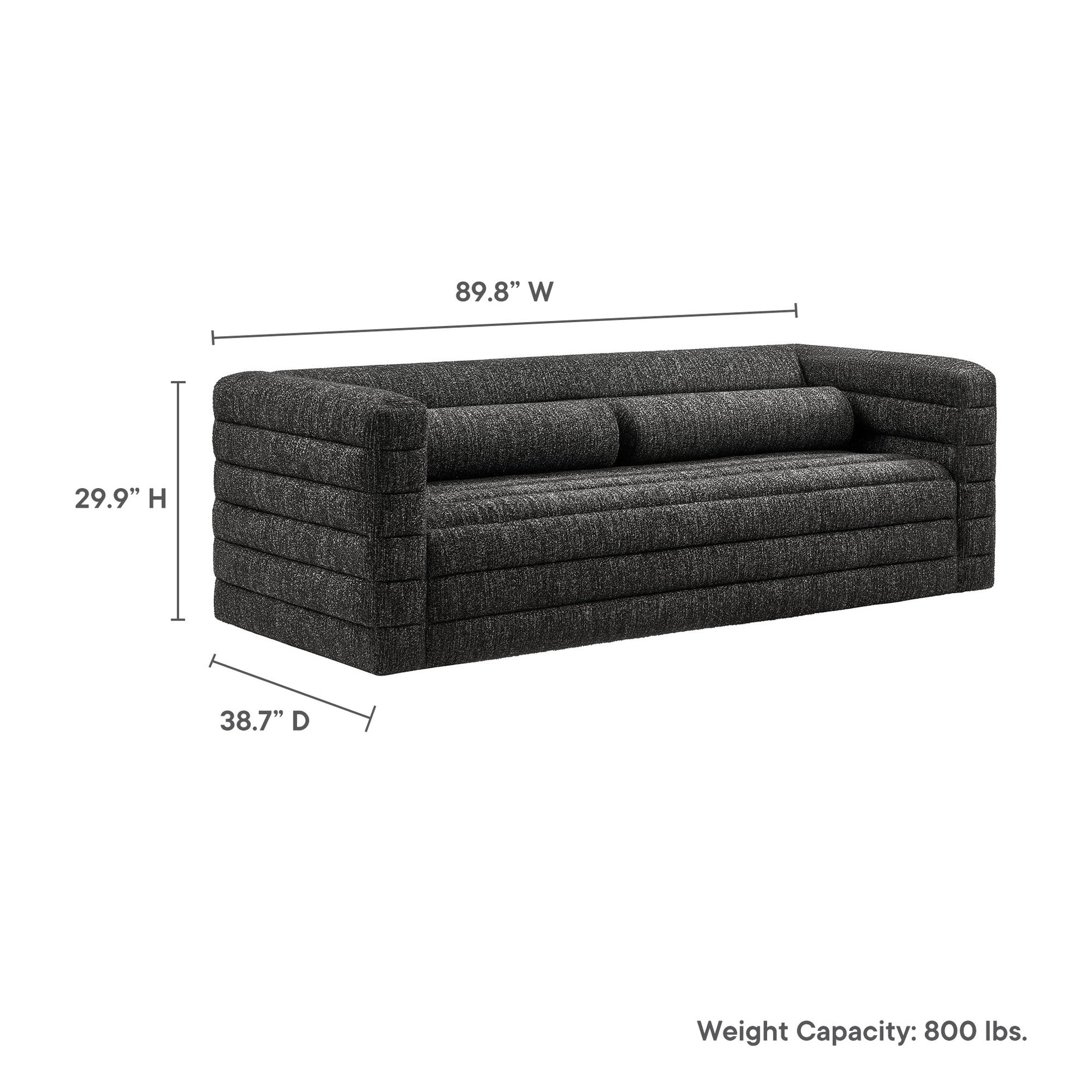 Relle Channel Tufted Boucle Upholstered sofá